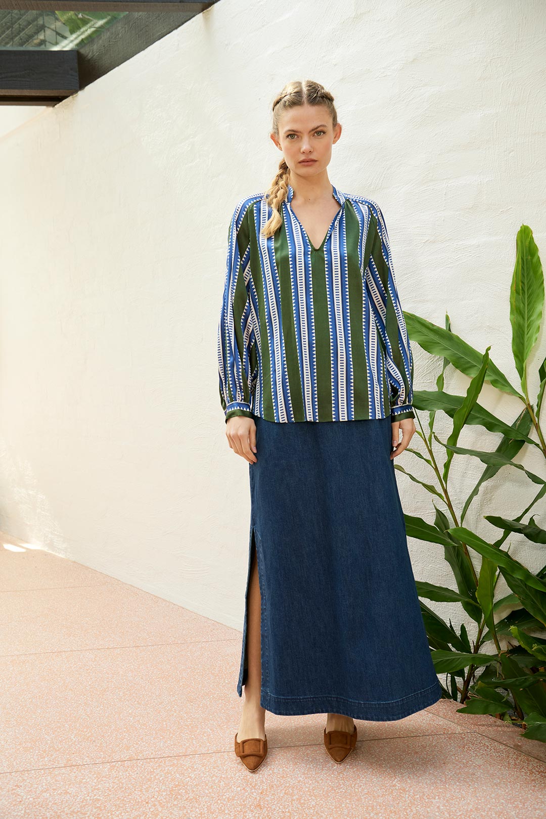 The Dreamer Label | Nola Sun Silk Blouse | Green