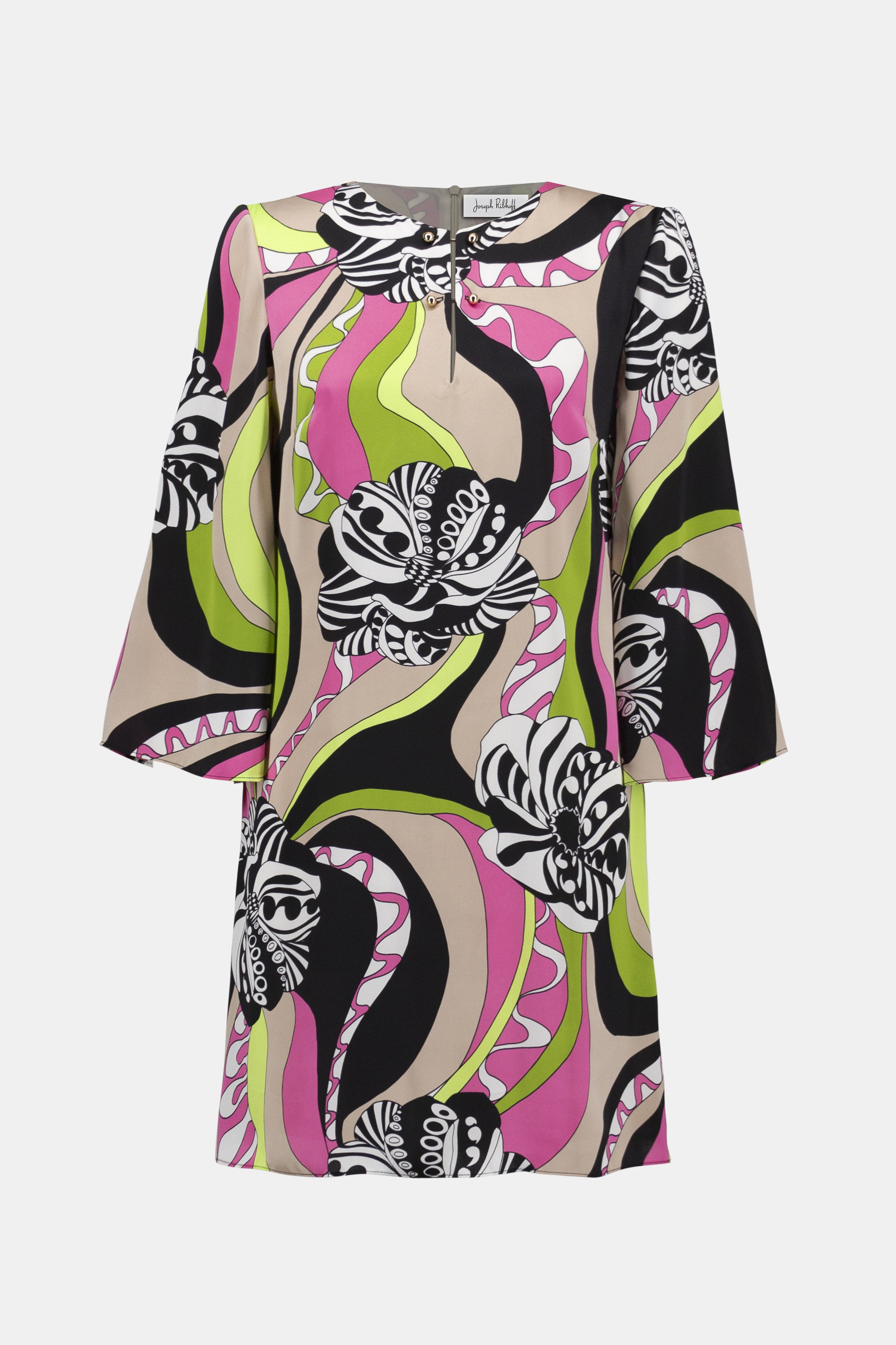 Joseph Ribkoff | Satin Retro Print Straight Dress