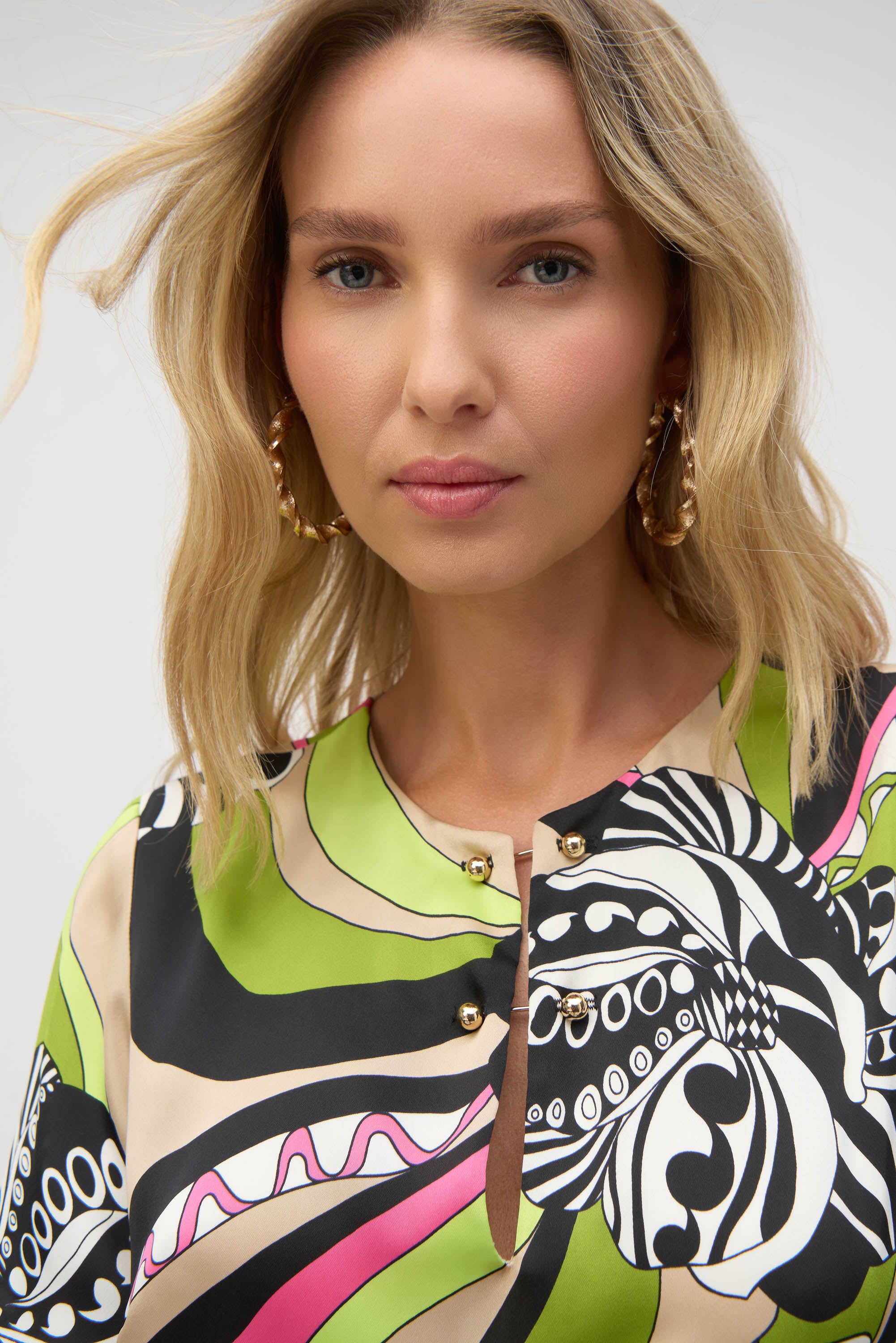 Joseph Ribkoff | Satin Retro Print Straight Dress