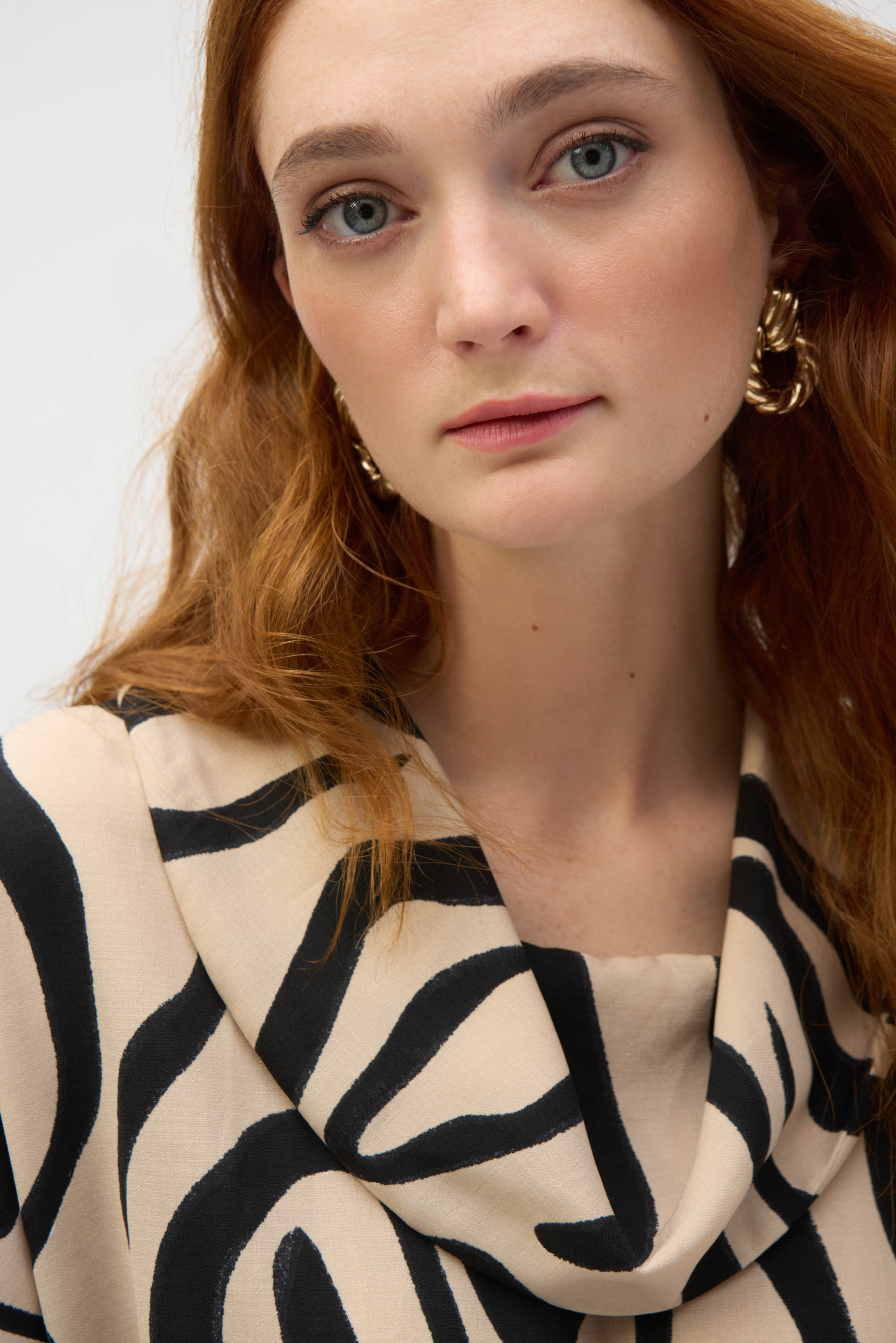 Joseph Ribkoff | Gauze Abstract Print Cowl Neck Top