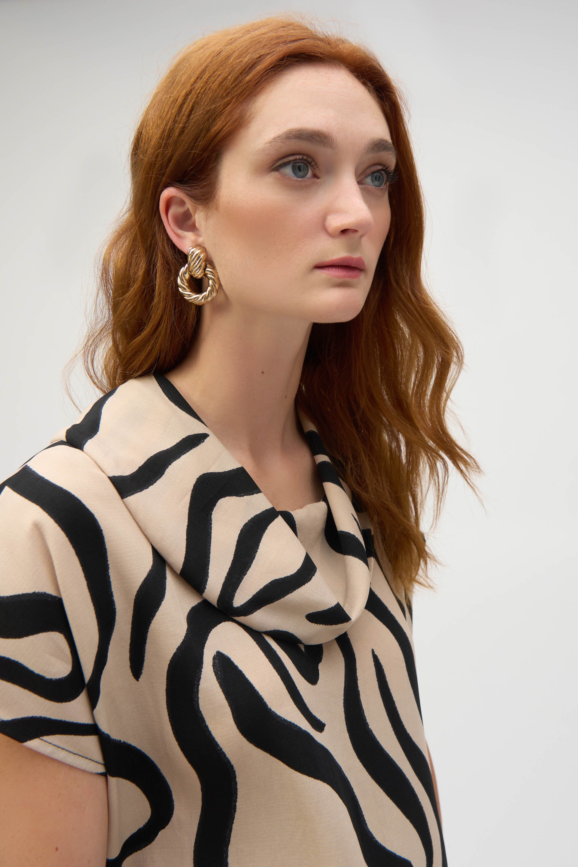 Joseph Ribkoff | Gauze Abstract Print Cowl Neck Top