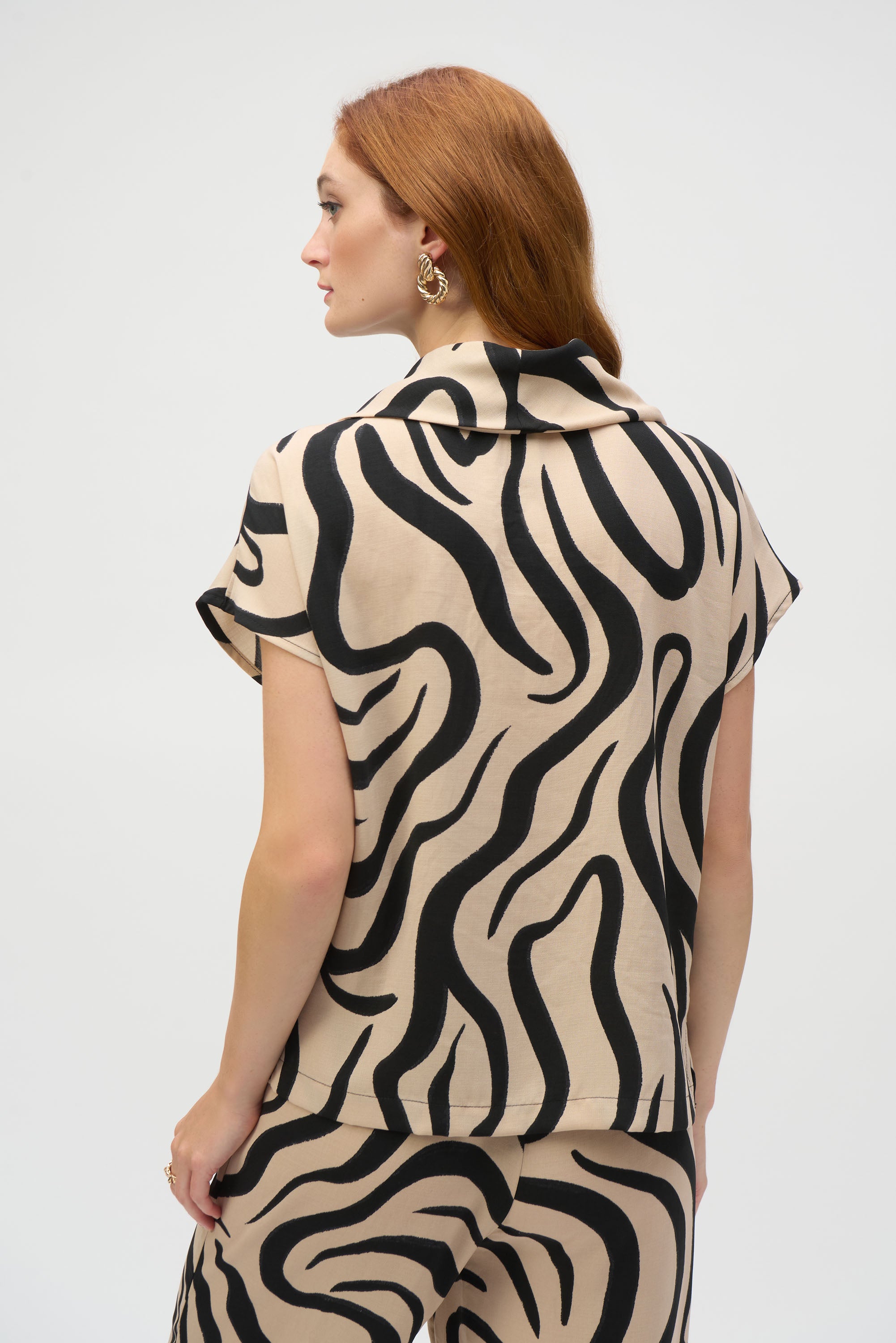 Joseph Ribkoff | Gauze Abstract Print Cowl Neck Top