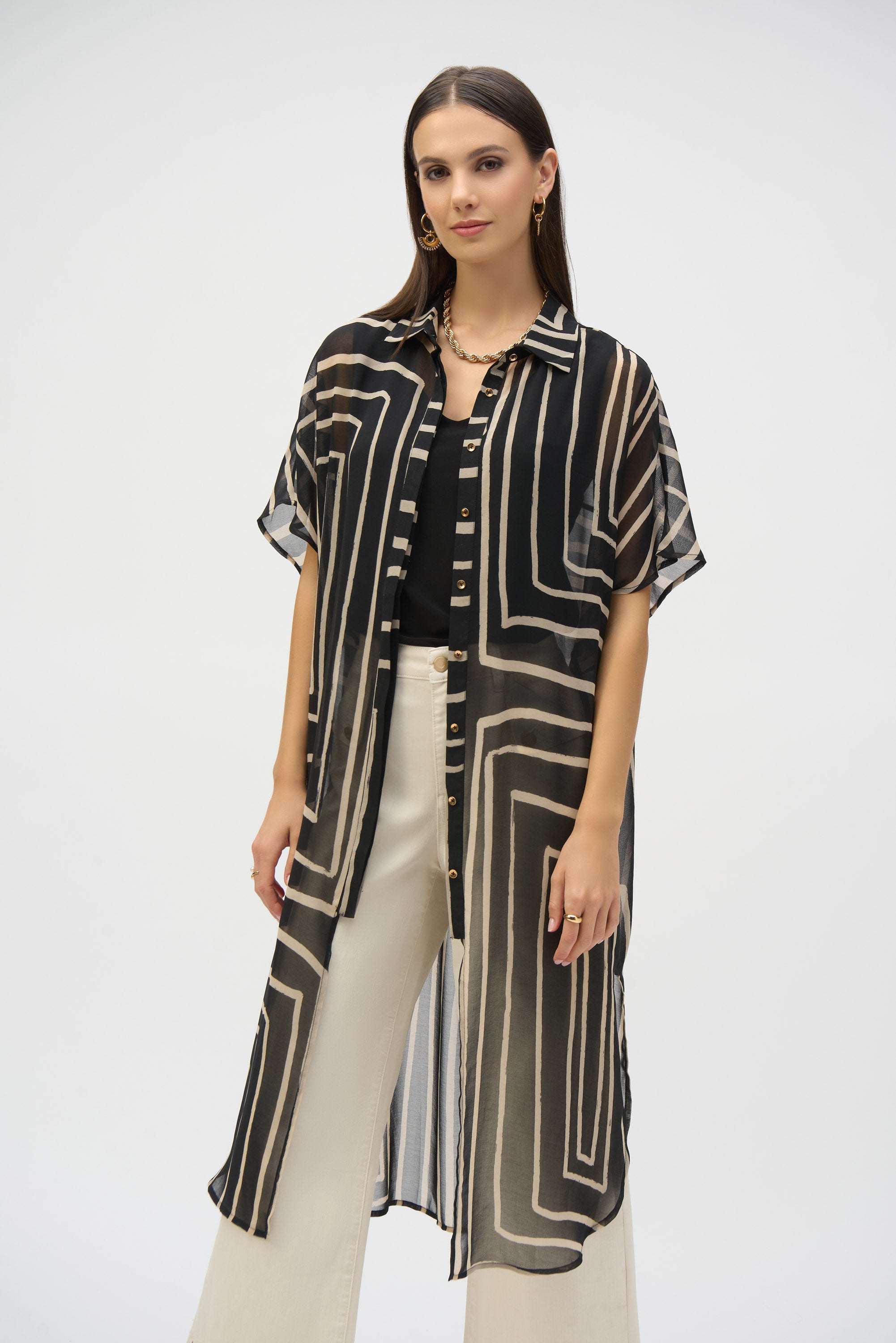Joseph Ribkoff | Chiffon Geometric Print Blouse