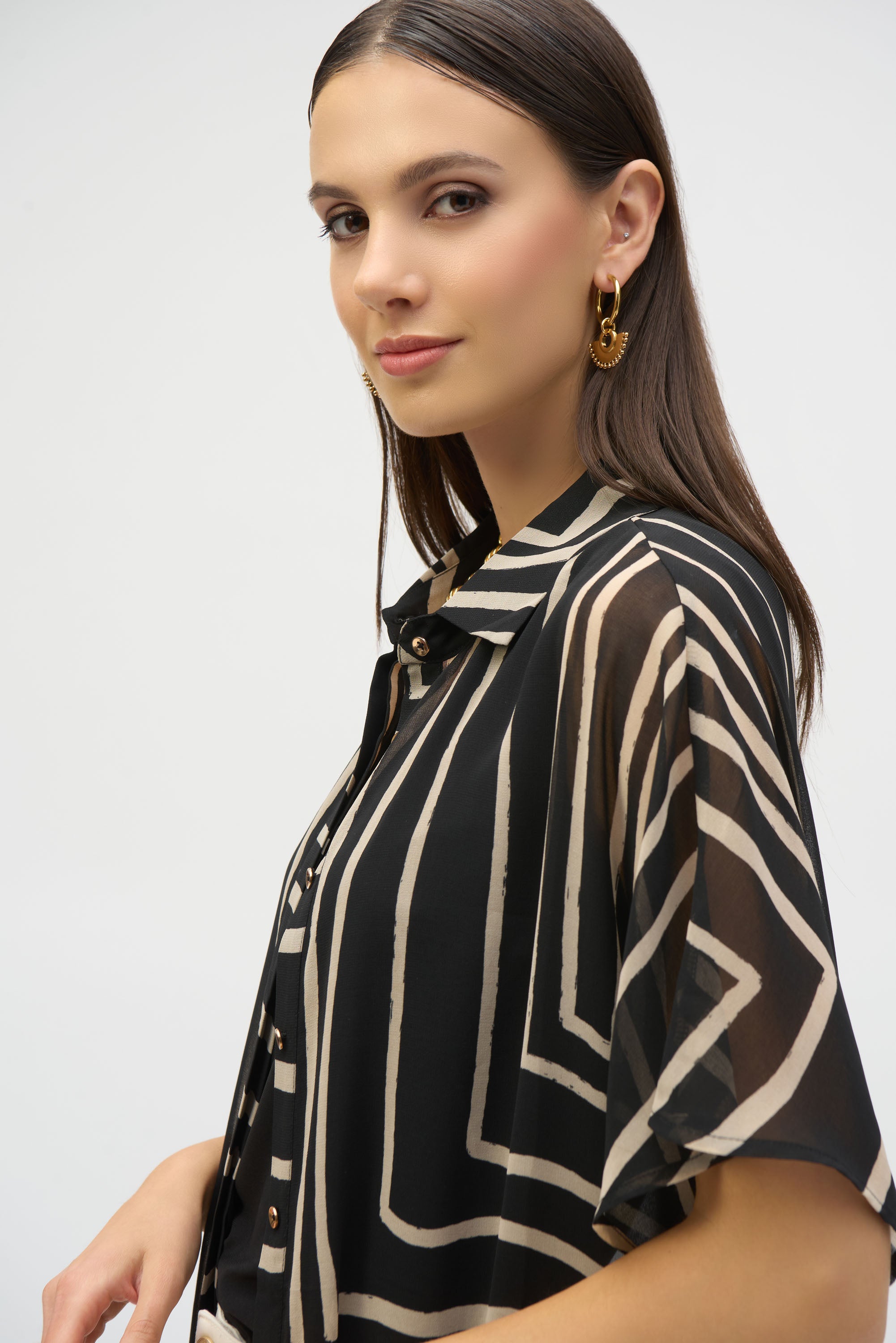 Joseph Ribkoff | Chiffon Geometric Print Blouse