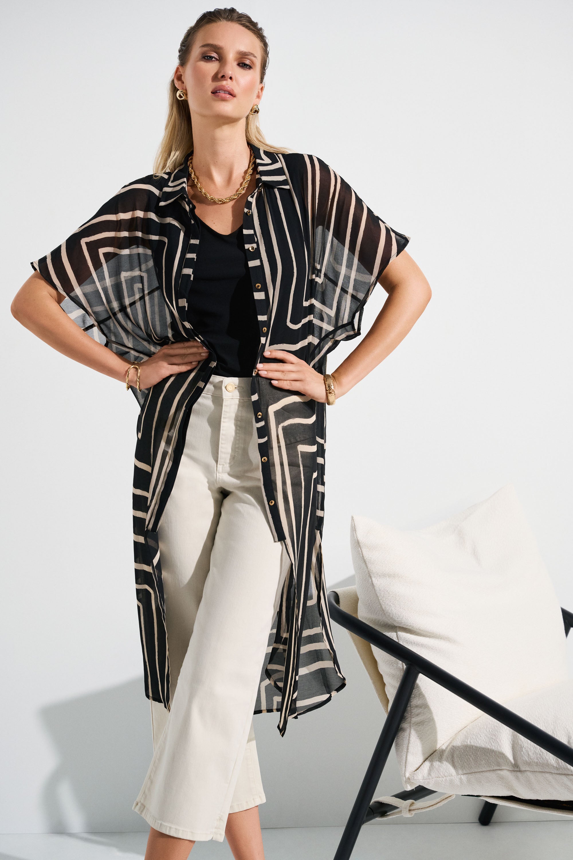 Joseph Ribkoff | Chiffon Geometric Print Blouse
