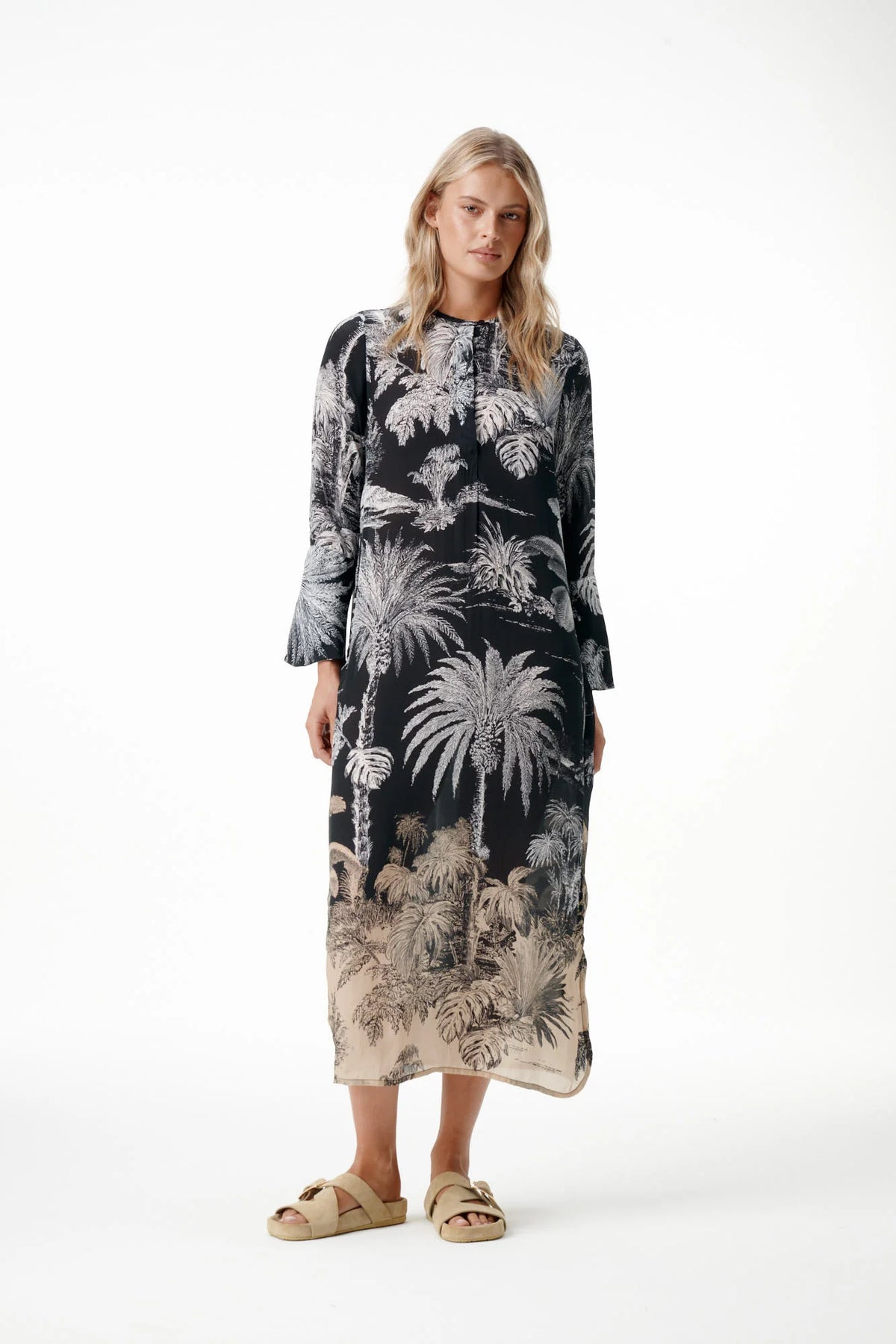 One Season | Long Genie-Midnight Palm Dress | Black