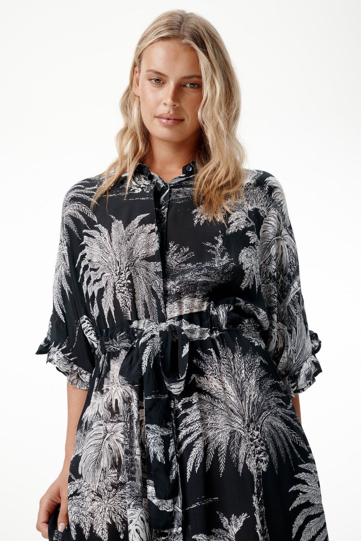 One Season | Jasmine Midnight Palm Dress | Black