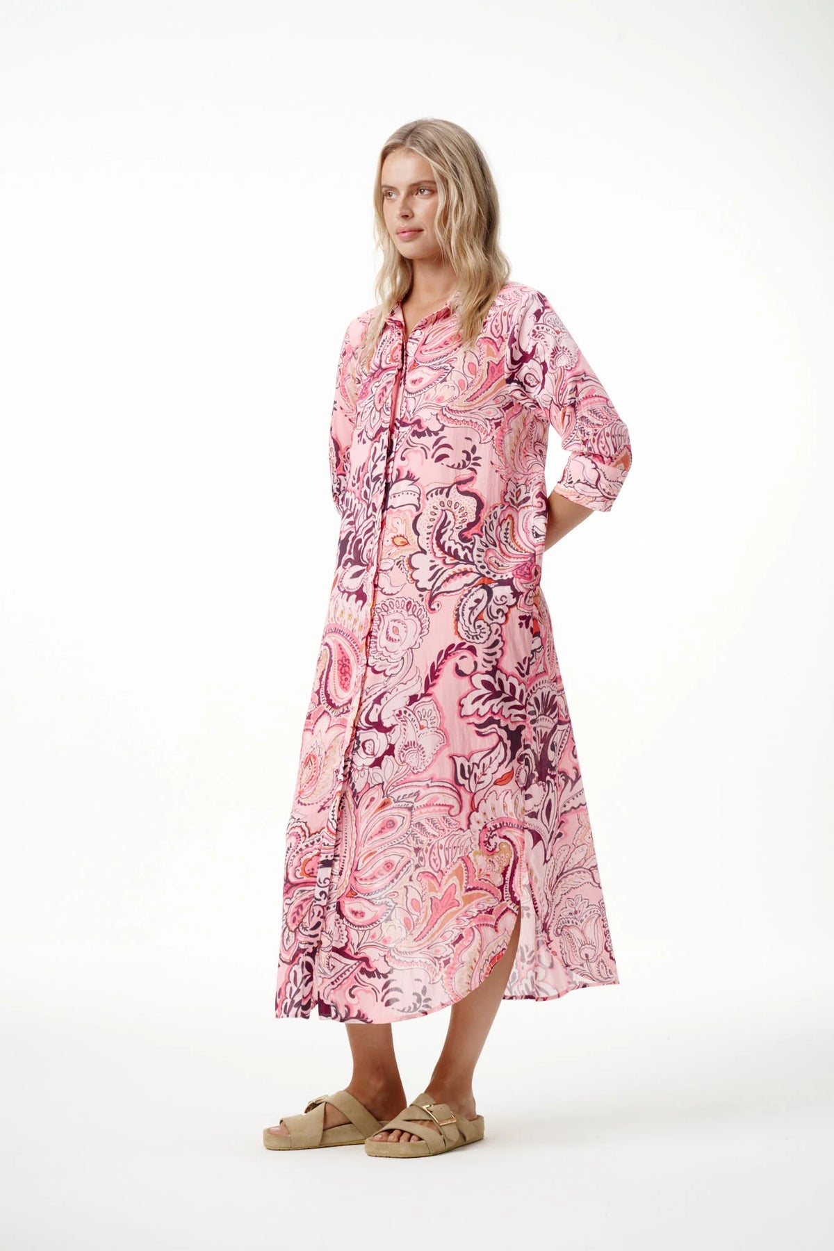 One Season | Long Daisy Cotton Dress | Rosewater Paisley