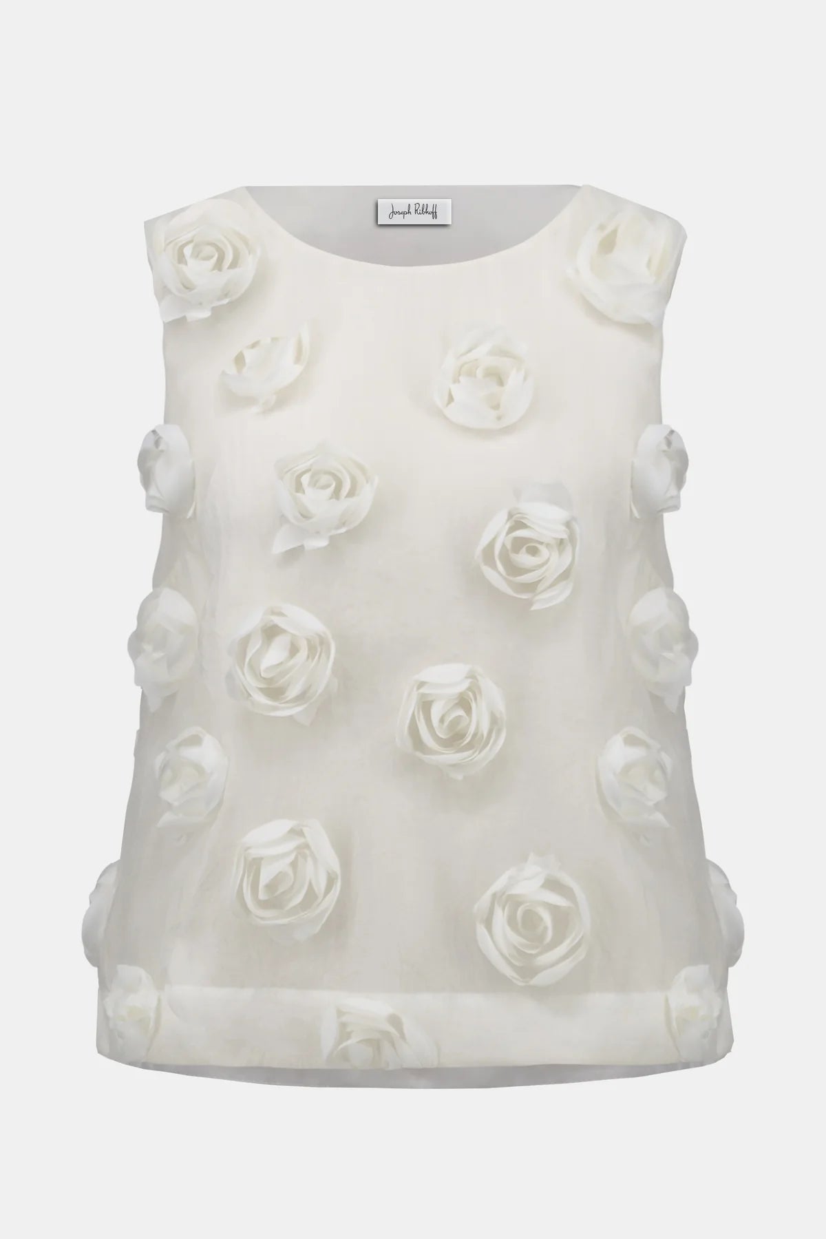 Joseph Ribkoff | Top with 3D Floral Embroidery | Flowers White