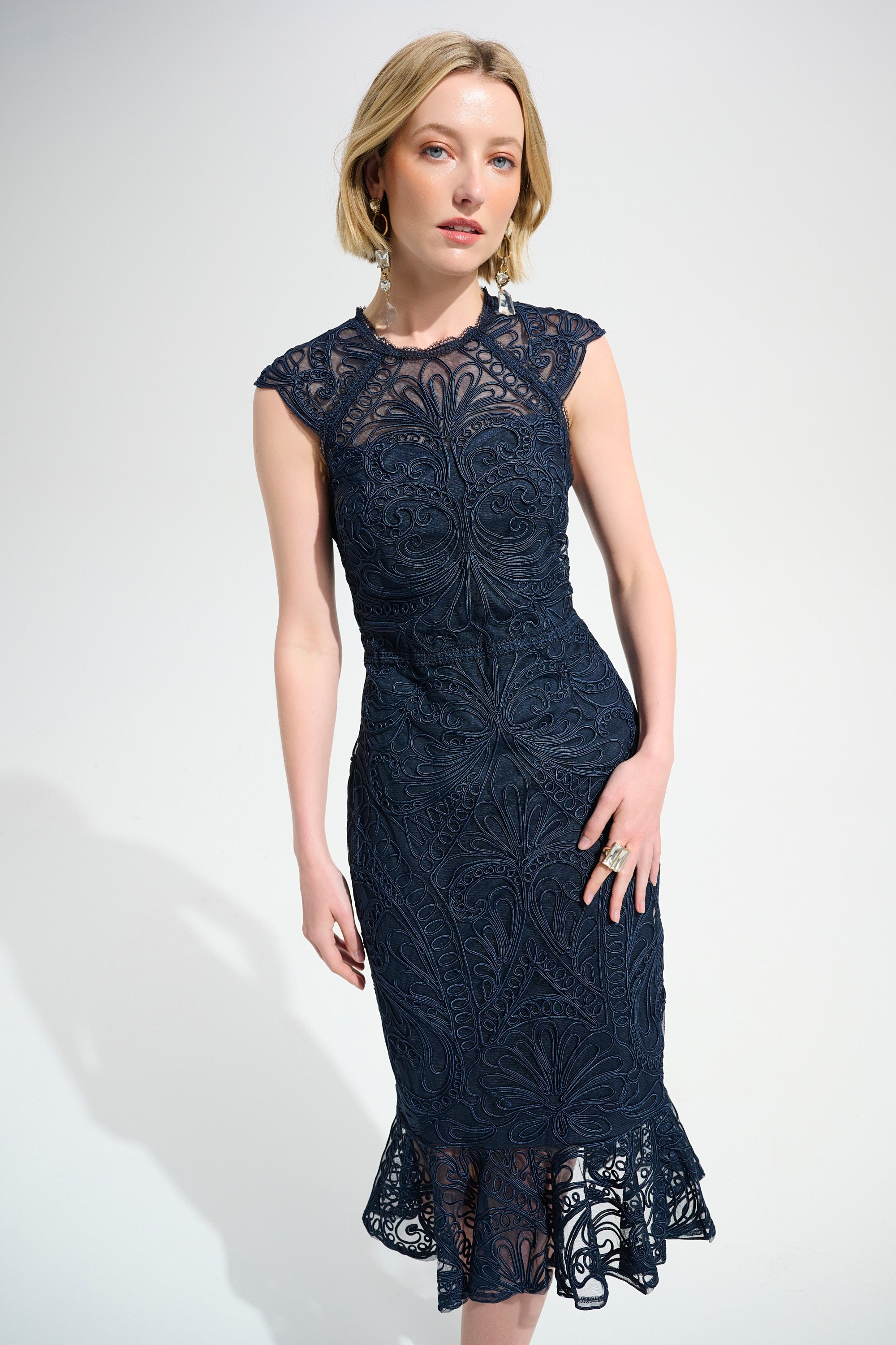 Joseph Ribkoff I Lace Knee Length Dress I Navy