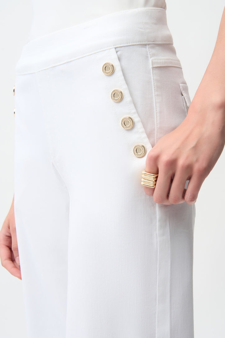 Joseph Ribkoff | Classic Wide Leg Pull Up Jean | White