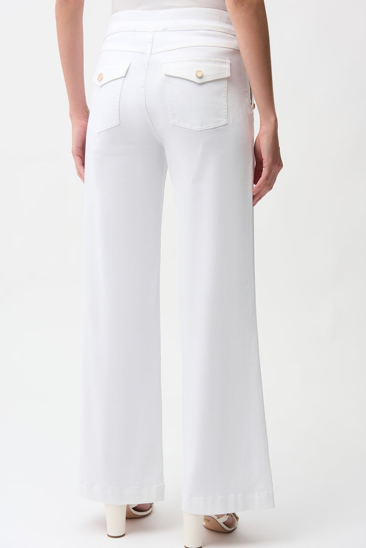 Joseph Ribkoff | Classic Wide Leg Pull Up Jean | White