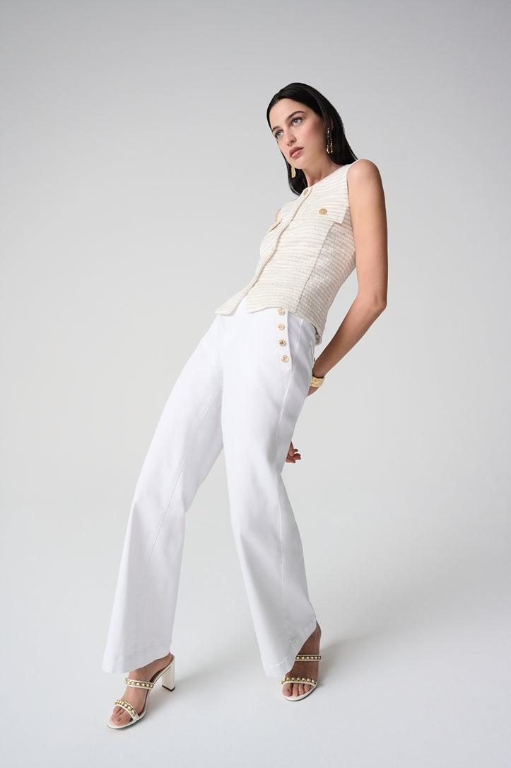 Joseph Ribkoff | Classic Wide Leg Pull Up Jean | White