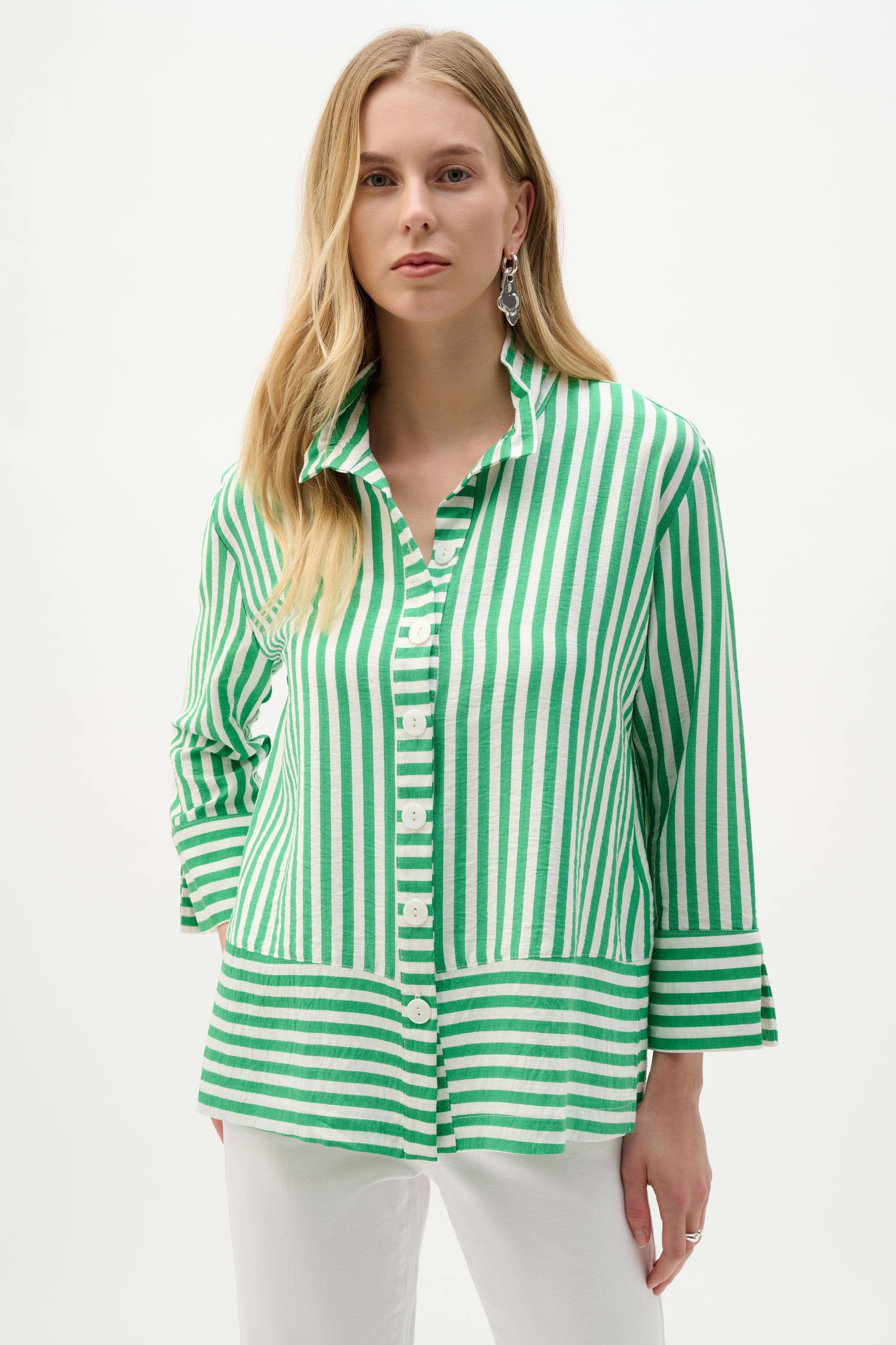 Joseph Ribkoff I Striped Shirt I Green/Vanilla