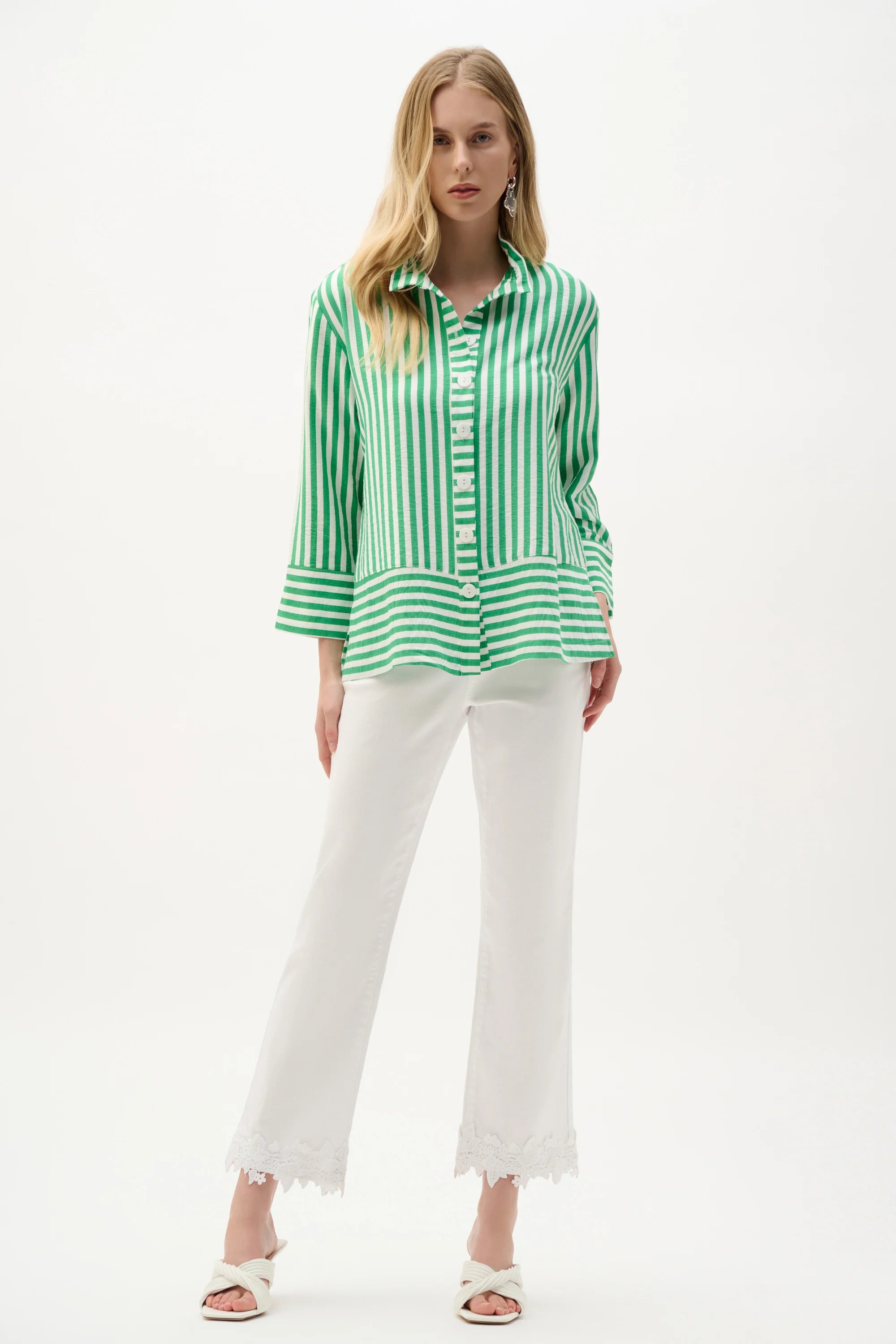 Joseph Ribkoff | Striped Shirt | Green/Vanilla