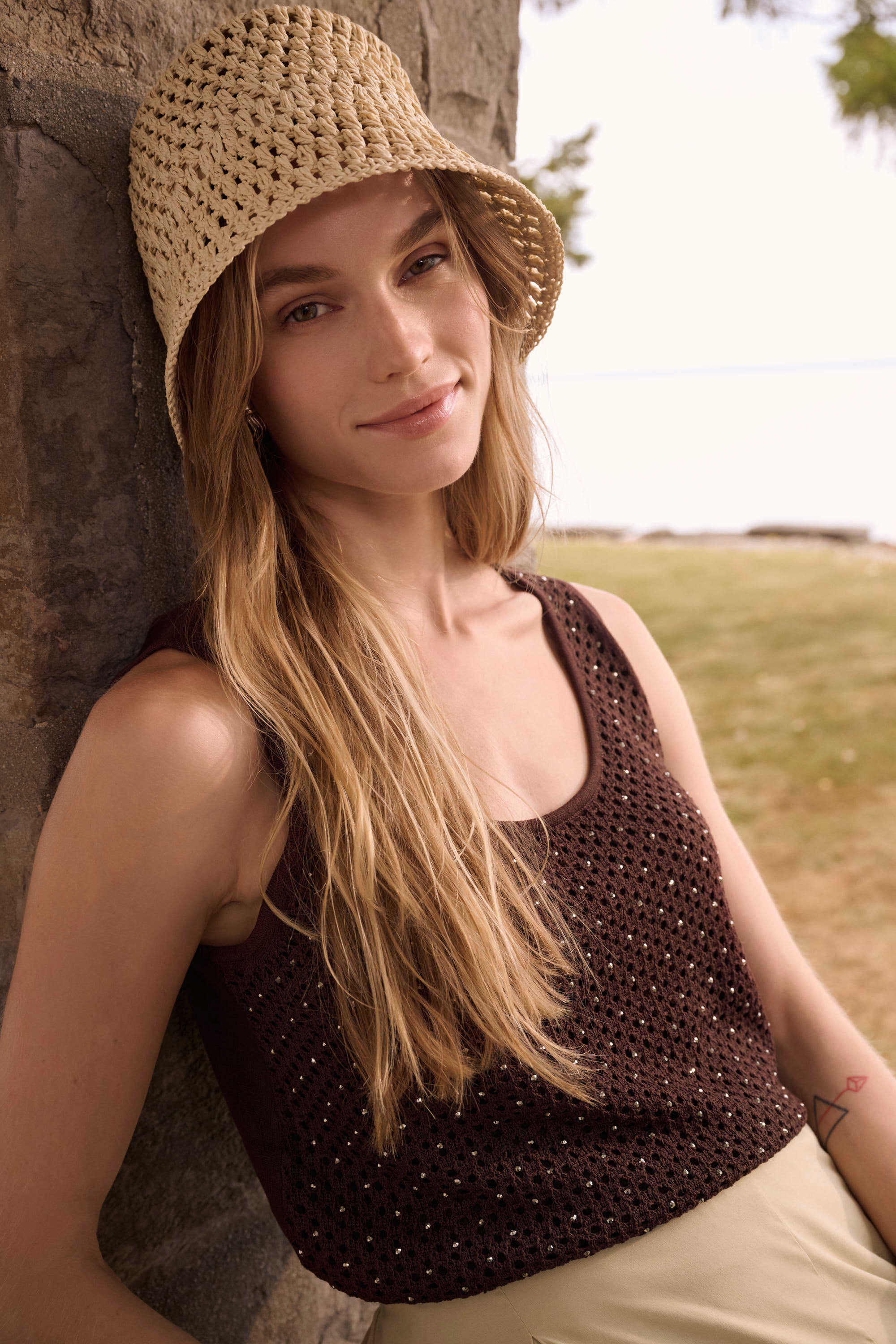 Joseph Ribkoff I Embellished Knit Camisole I Mahogany