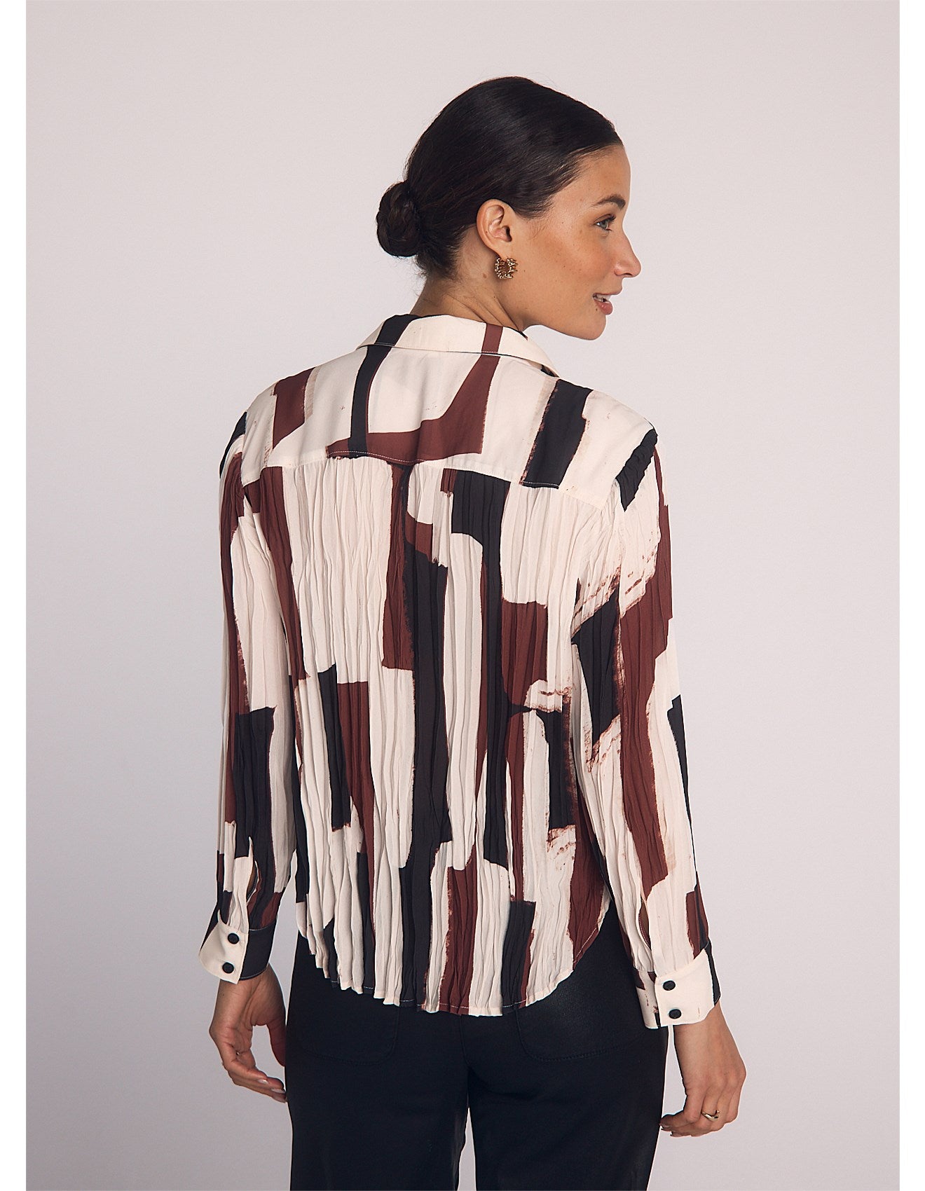 Bella Dahl I Pleated Abstract Button through Blouse