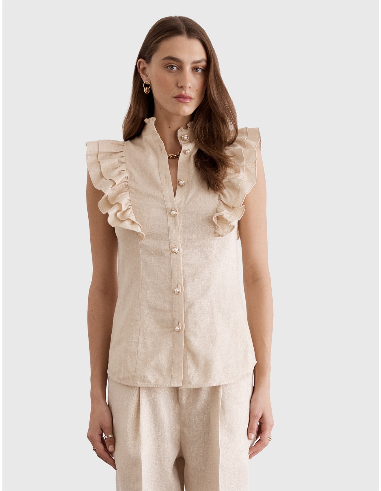 Aqua Blu I Aubrey Top Illuminee I Gold