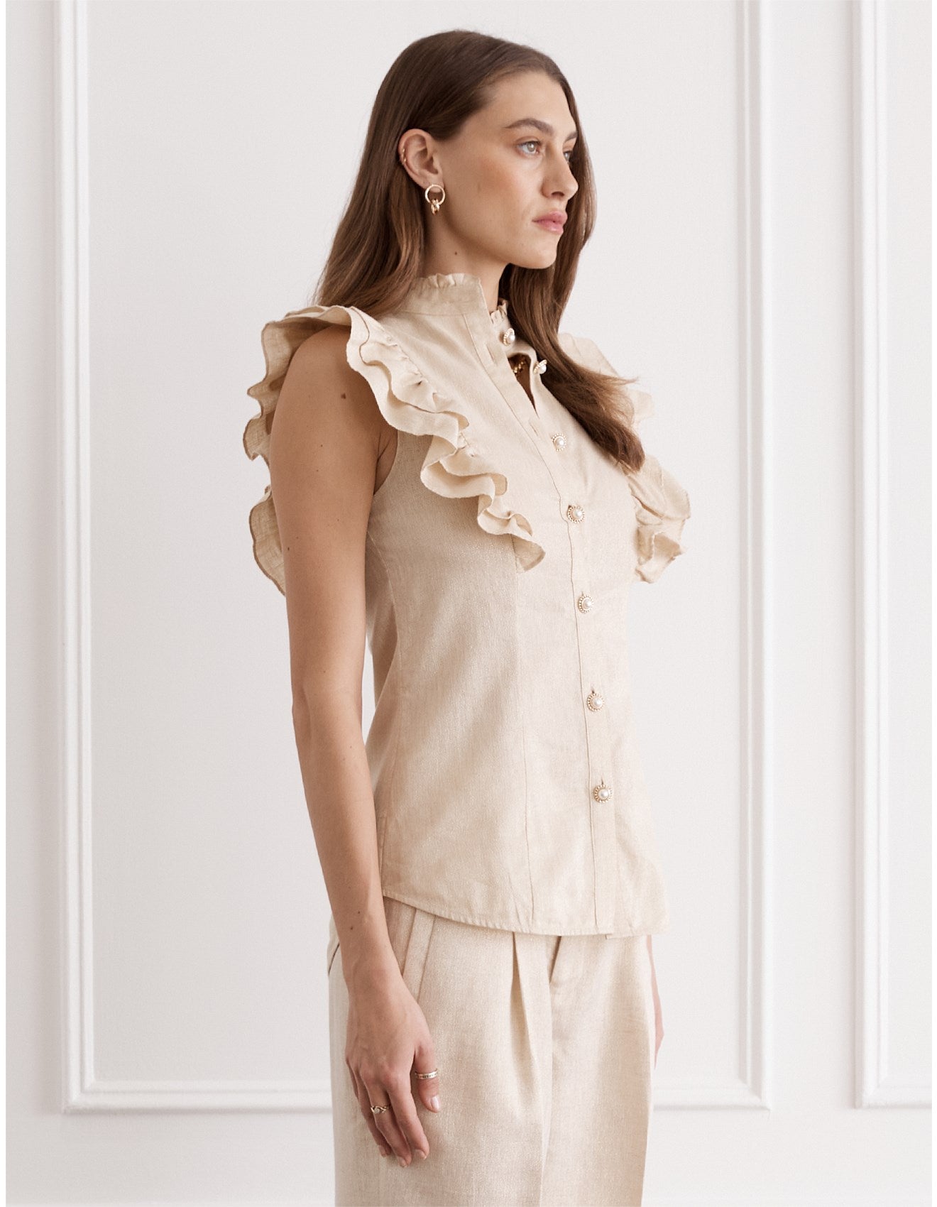 Aqua Blu I Aubrey Top Illuminee I Gold