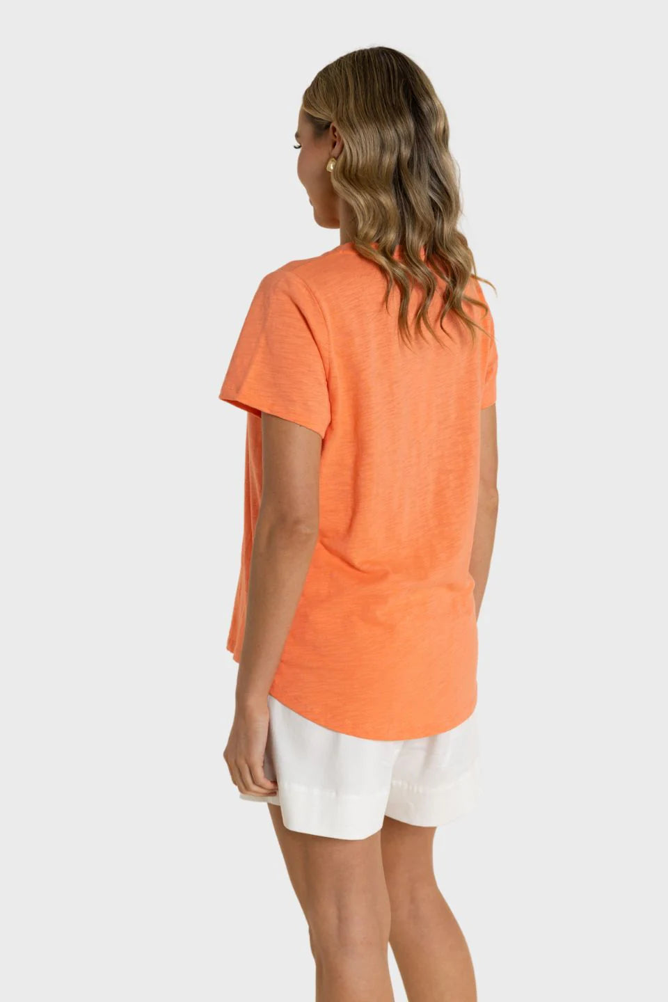 Two T's | V Neck DTM Sequin T-Shirt | Tangerine