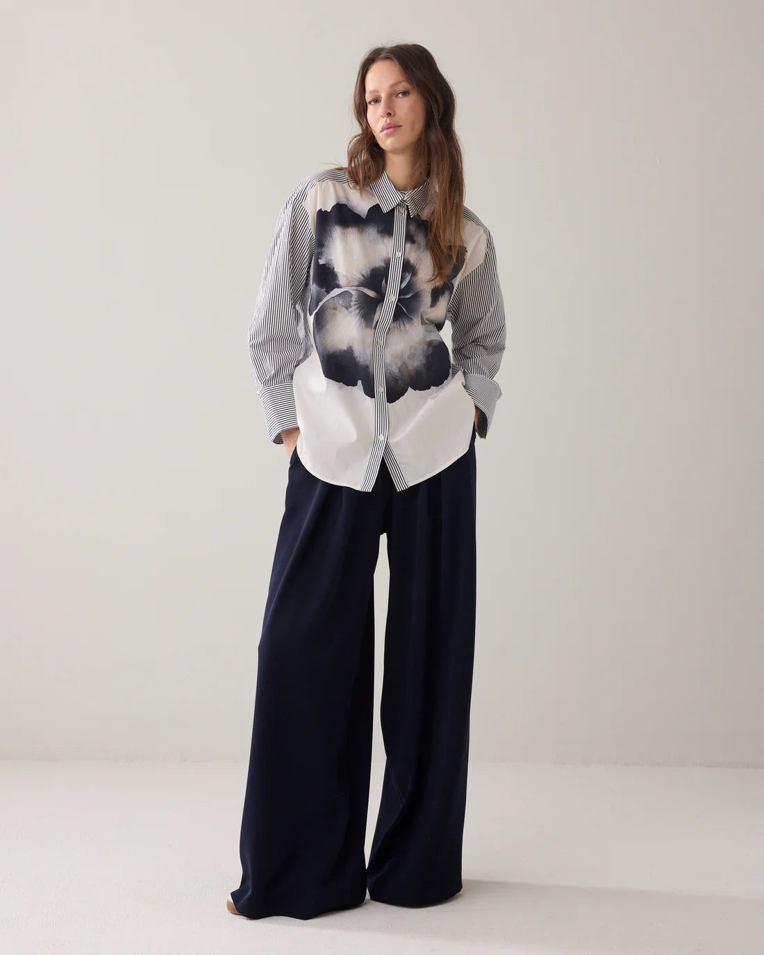Summum | Big Flower Blouse | Blue/White