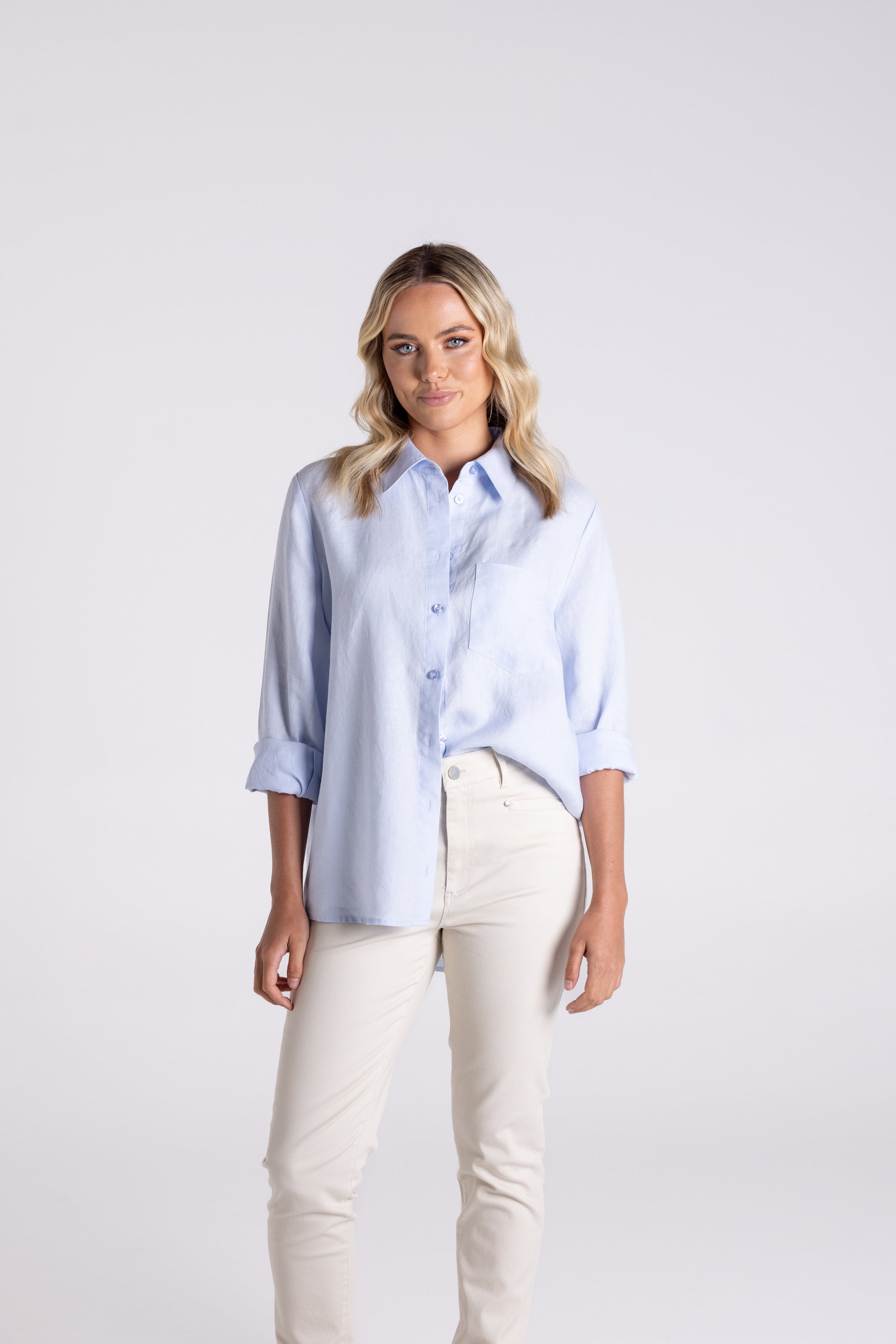 Two T's | Classic Linen Shirt | Ice Blue