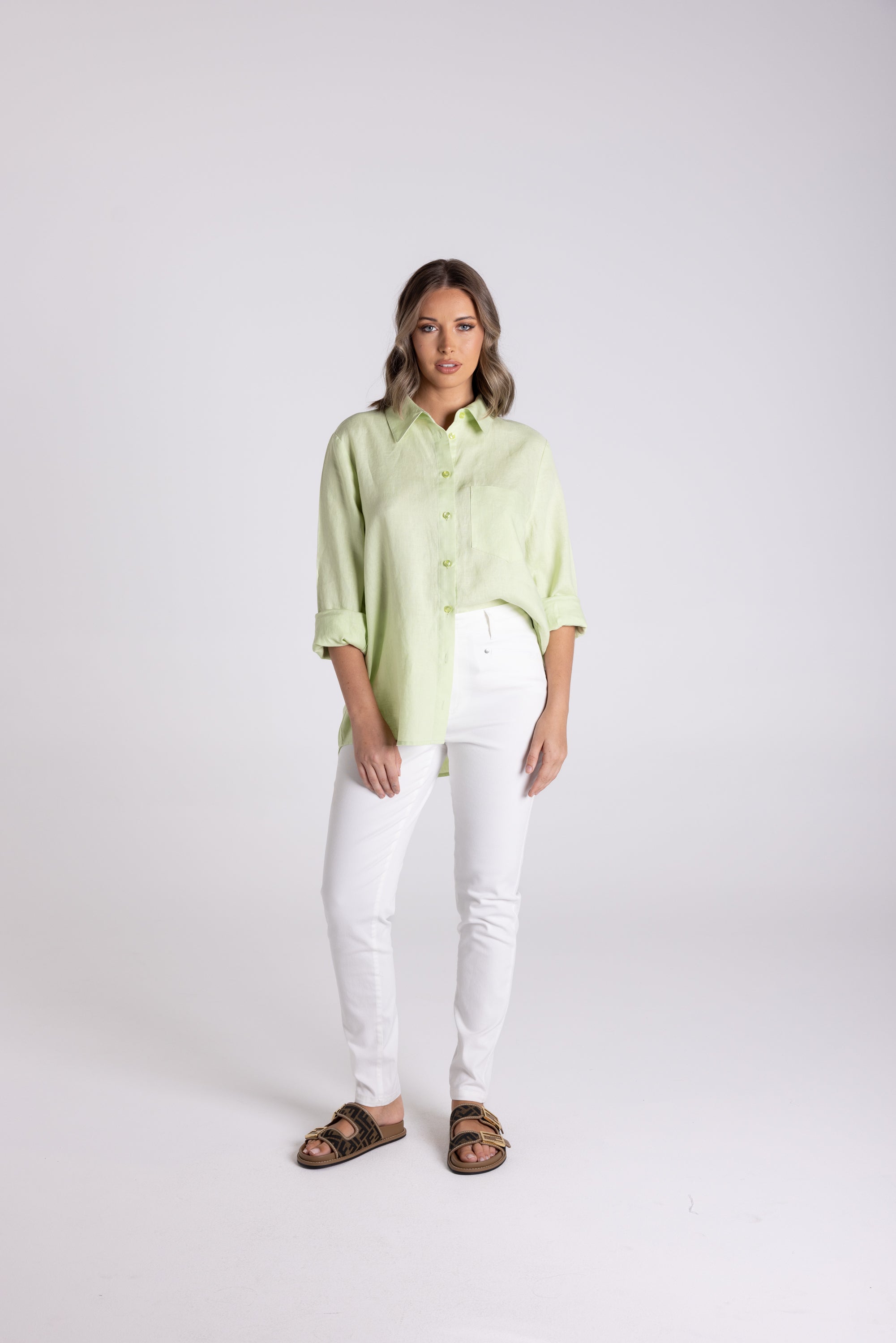 Two T's | Classic Linen Shirt | Lime