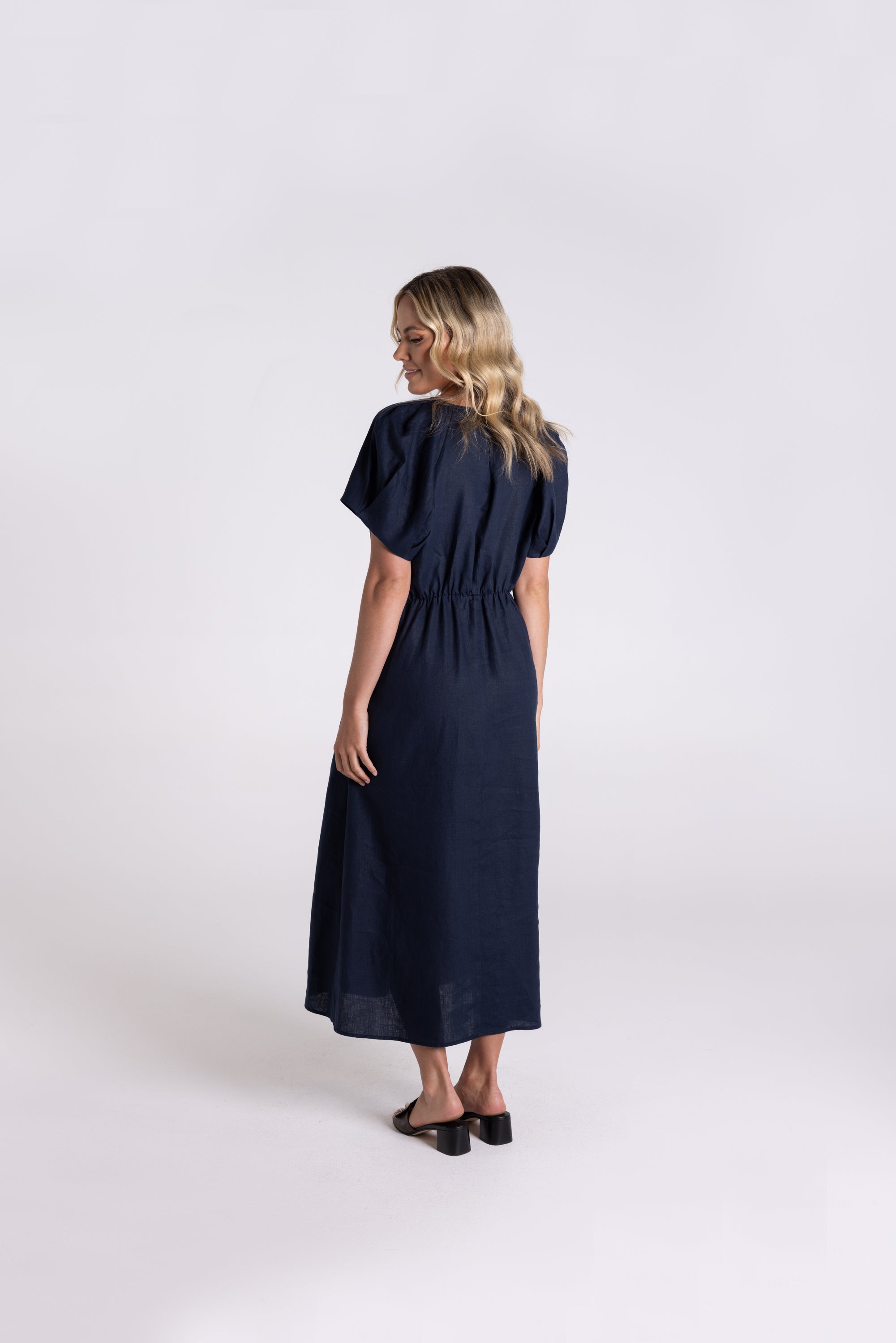 Two T's | Linen Midi Dress | French Navy