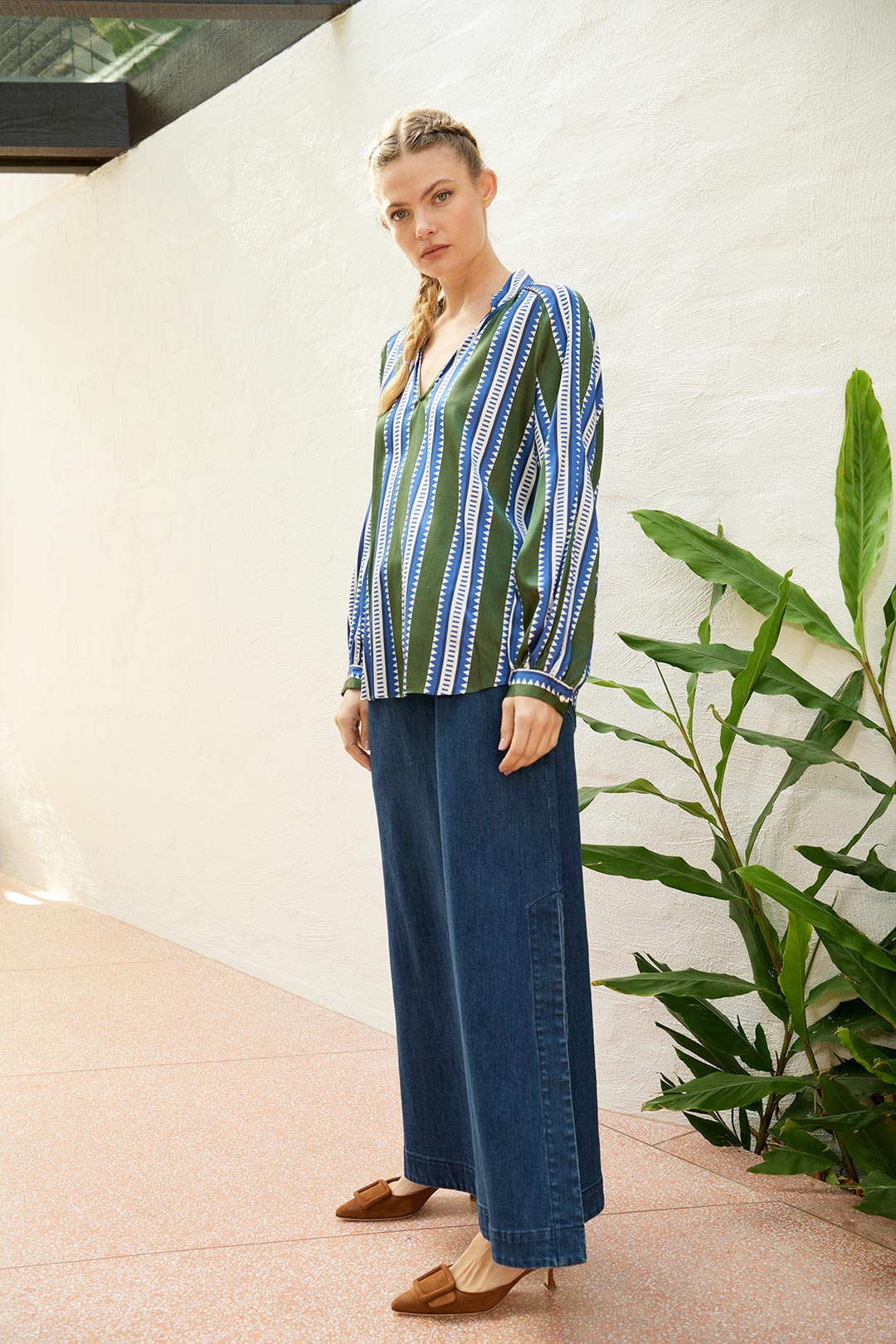 The Dreamer Label | Nola Sun Silk Blouse | Green