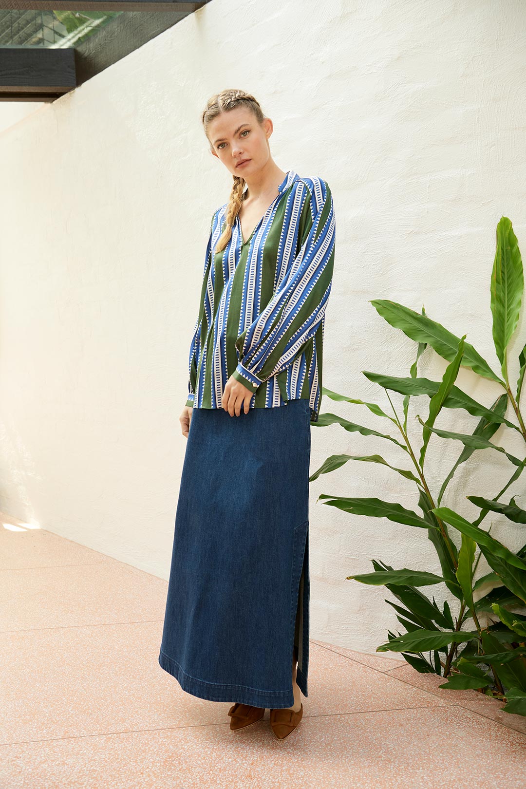 The Dreamer Label | Nola Sun Silk Blouse | Green