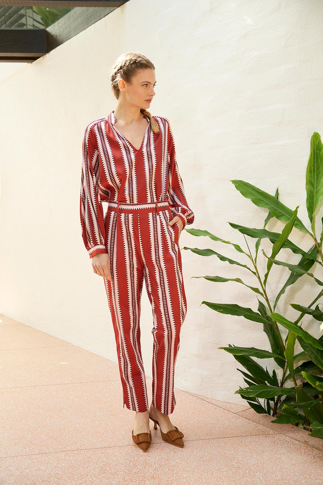 The Dreamer Label | Nola Sun Silk Blouse | Red