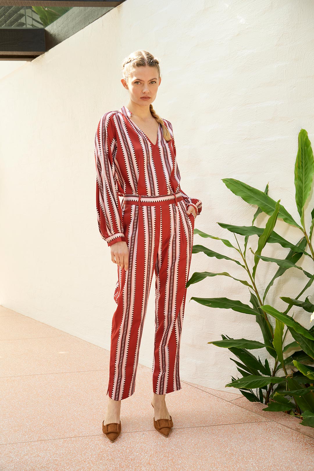 The Dreamer Label | Nola Sun Silk Blouse | Red