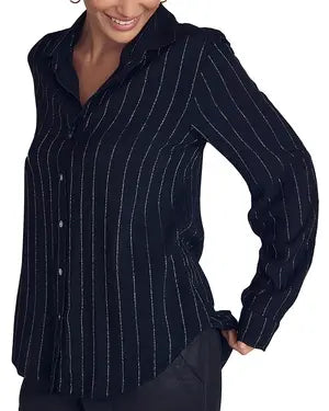 Bella Dahl I Black Shirt with Lurex Stripe