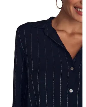 Bella Dahl I Black Shirt with Lurex Stripe