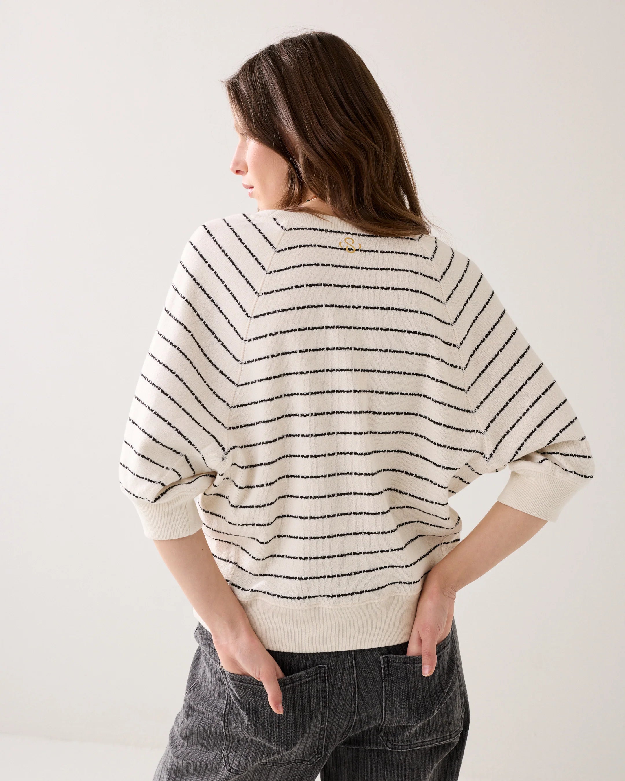 Summum | Jersey Striped Top | Bone/Navy