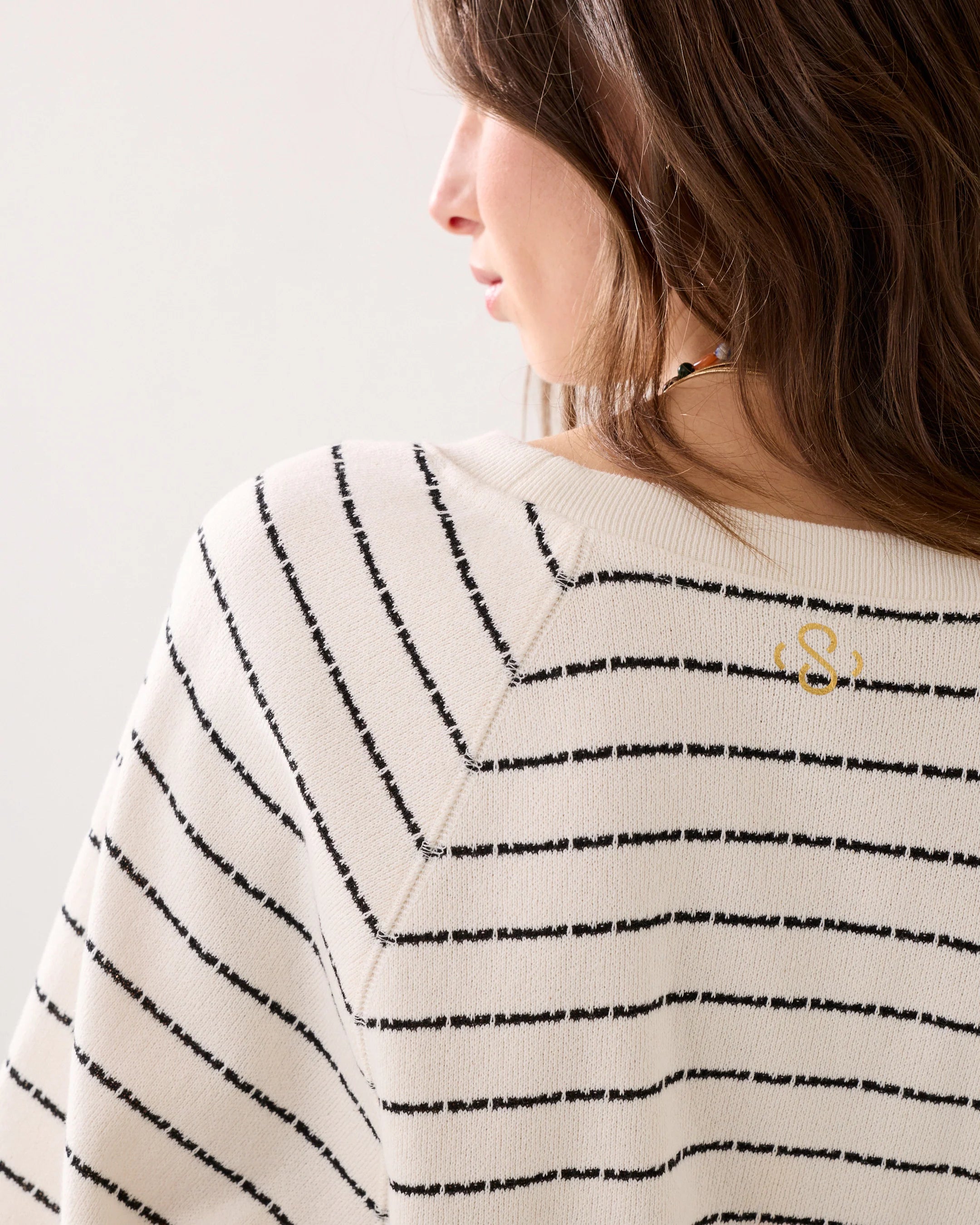 Summum | Jersey Striped Top | Bone/Navy