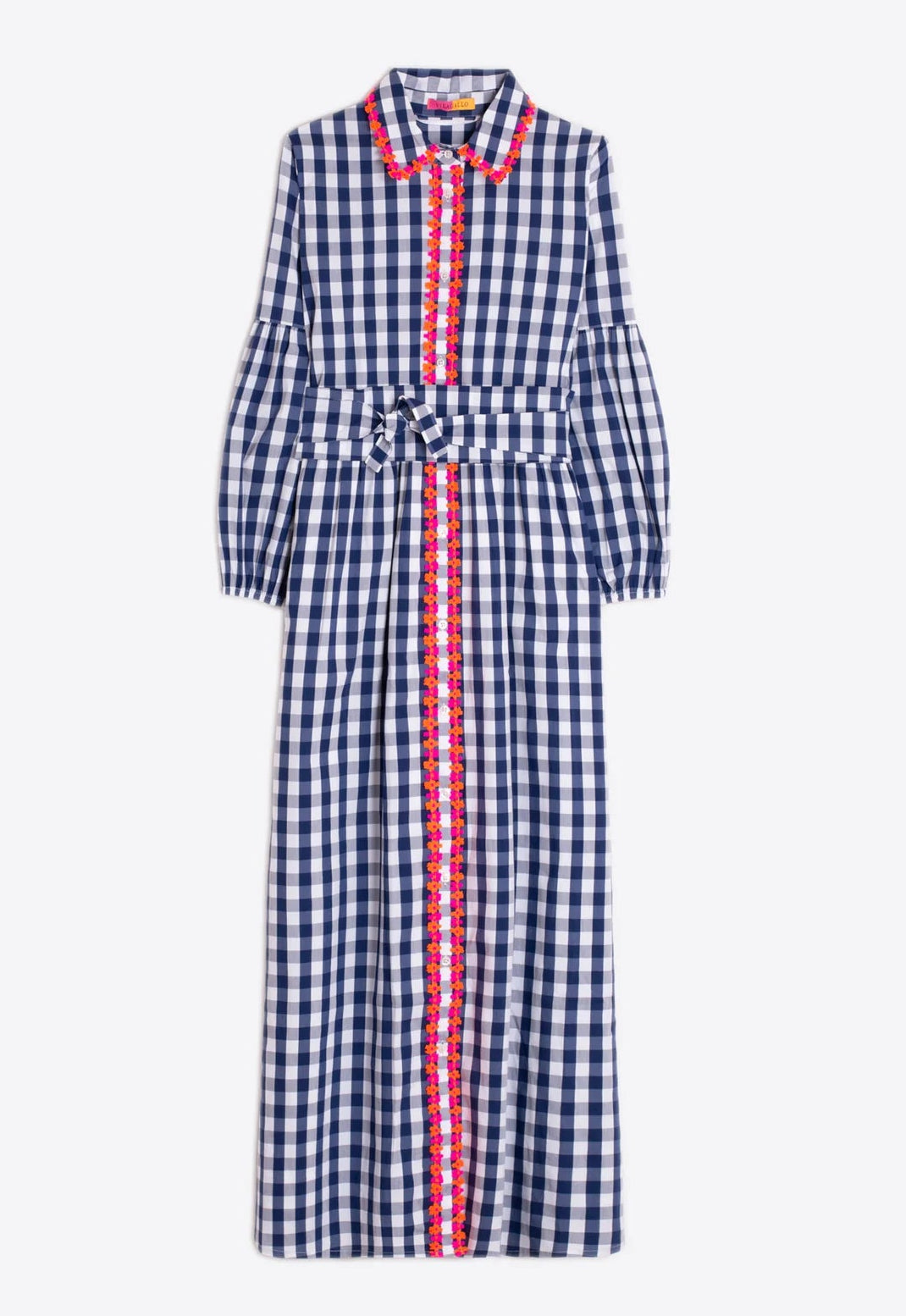 Vilagallo | Alejandra Gingham Poplin Dress | Navy/White