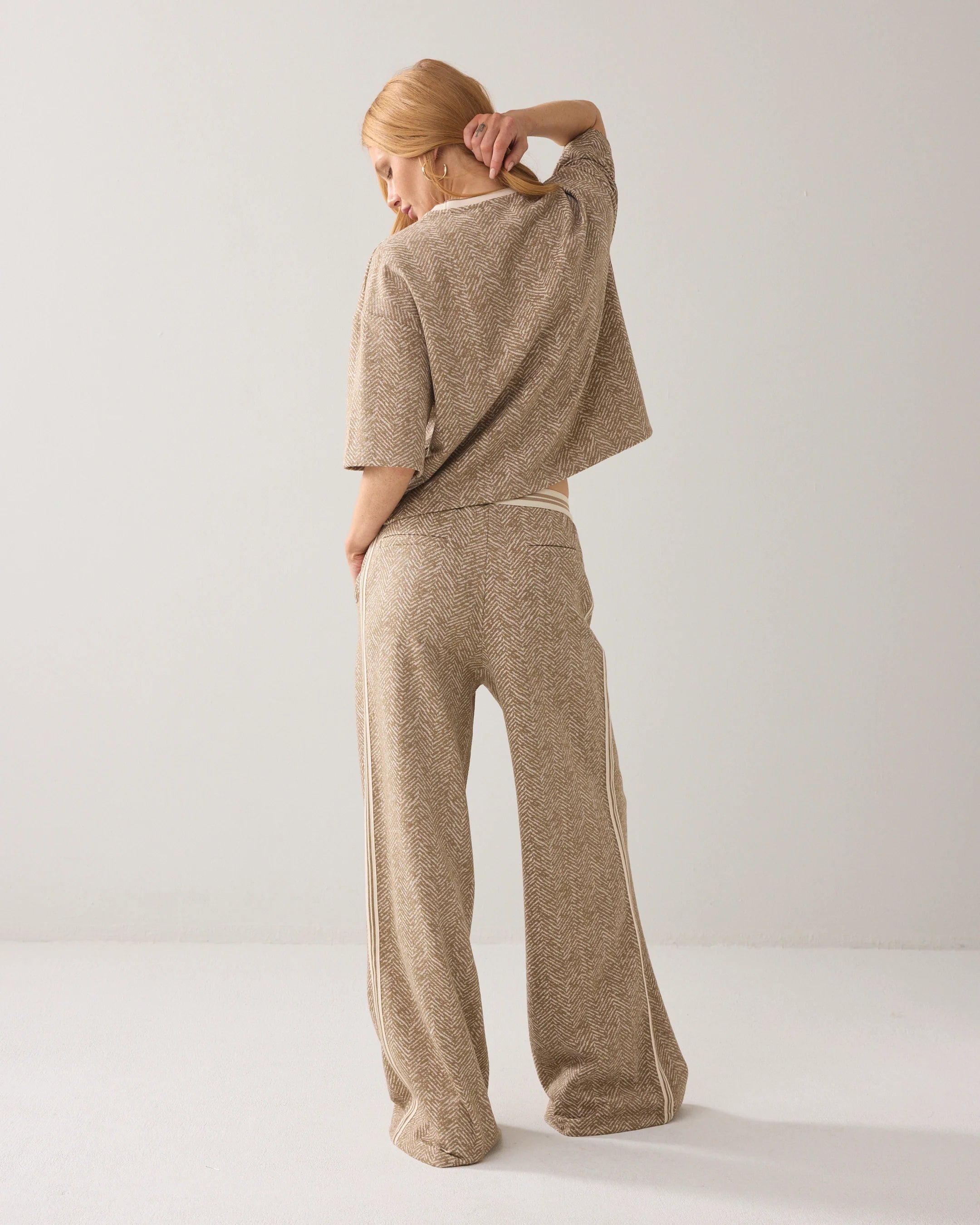 Summum | Jersey Herringbone Elastic Waisted Pants | Khaki