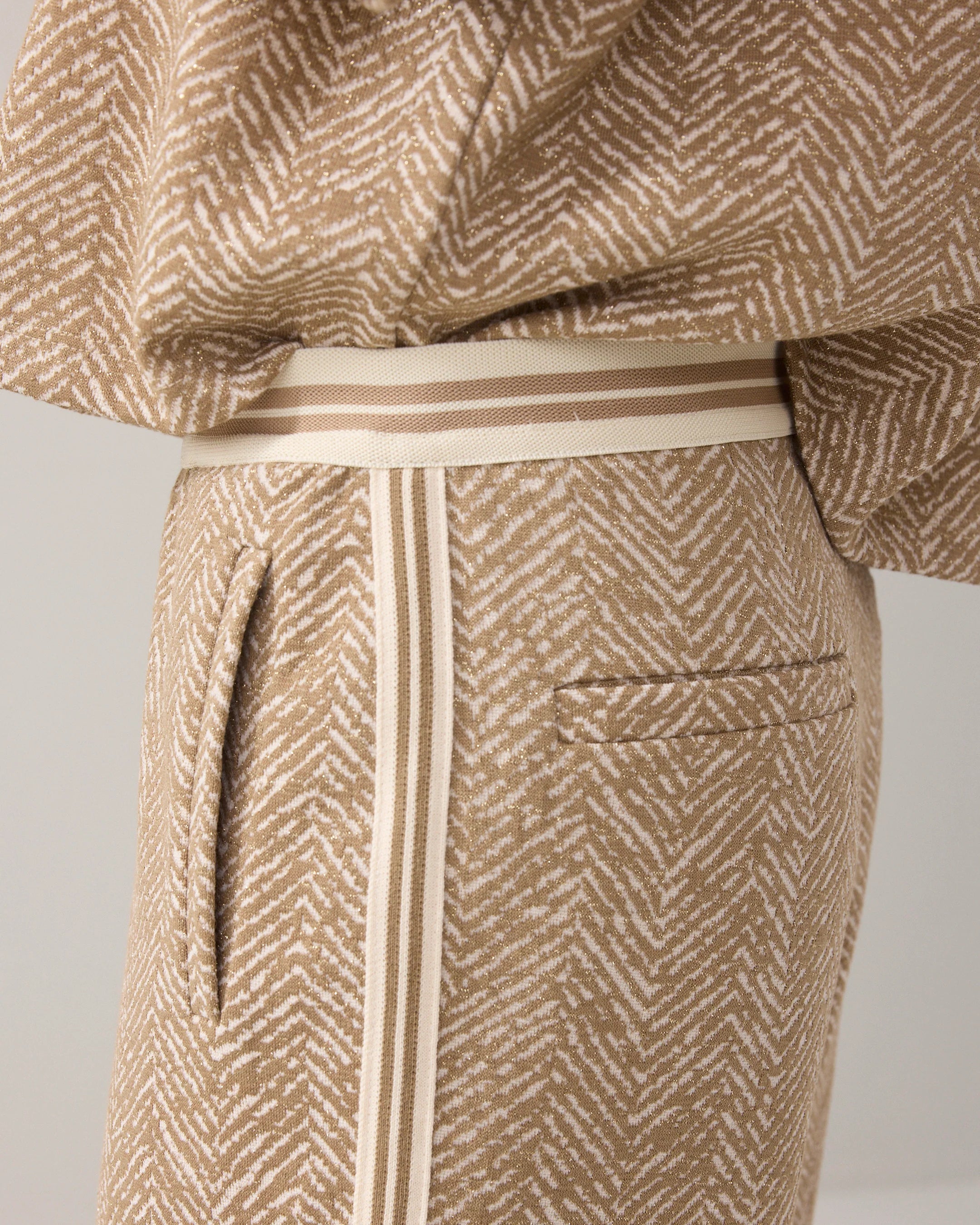 Summum | Jersey Herringbone Elastic Waisted Pants | Khaki