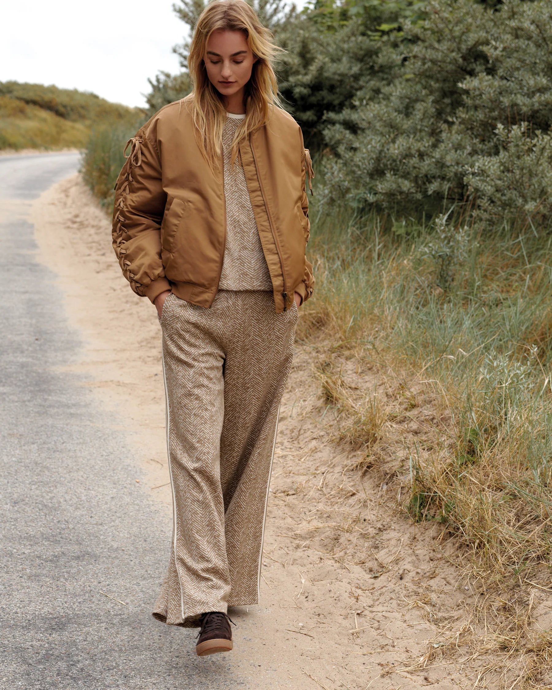 Summum | Jersey Herringbone Elastic Waisted Pants | Khaki