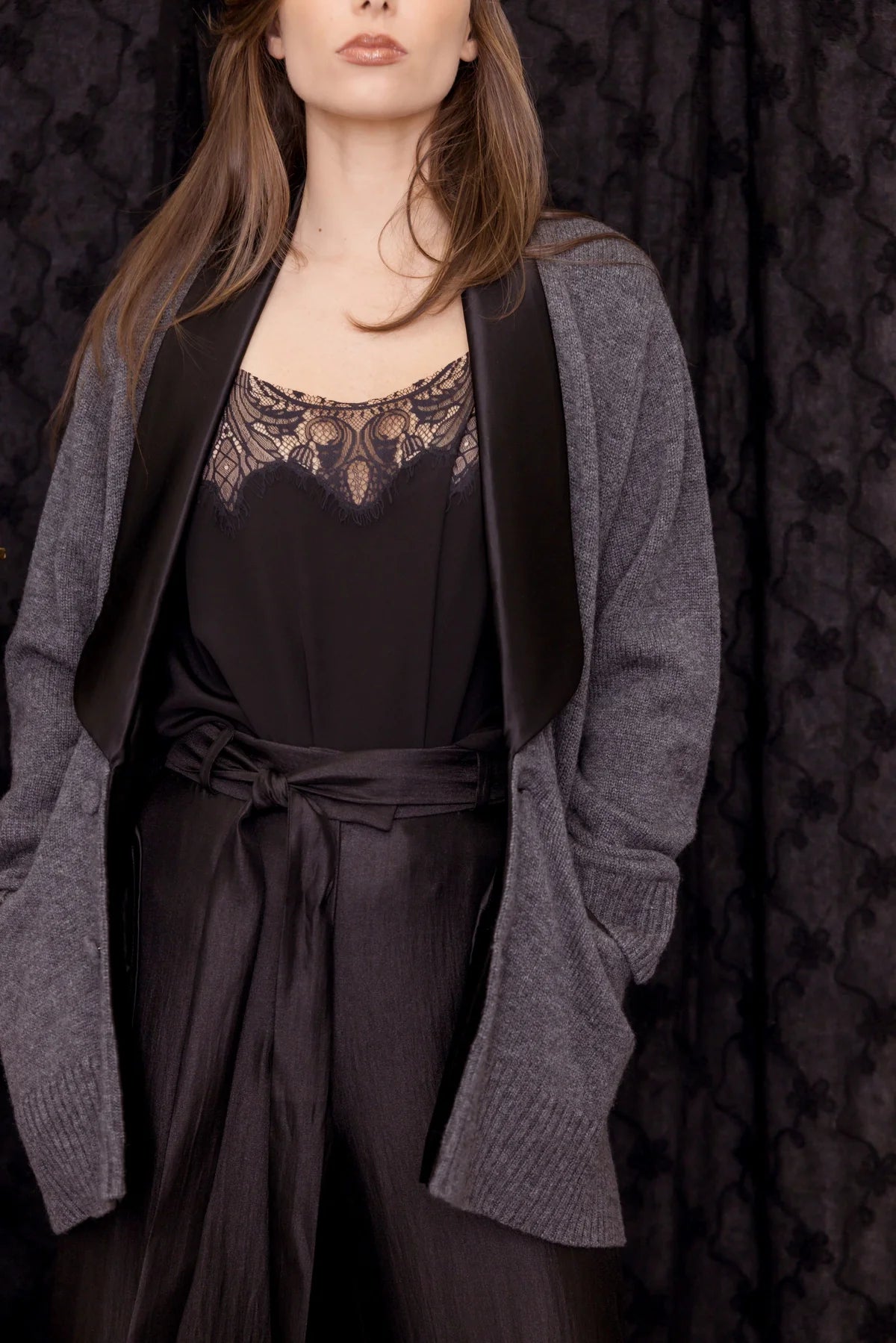 M A Dainty | Chrissie Cardigan | Grey with Black