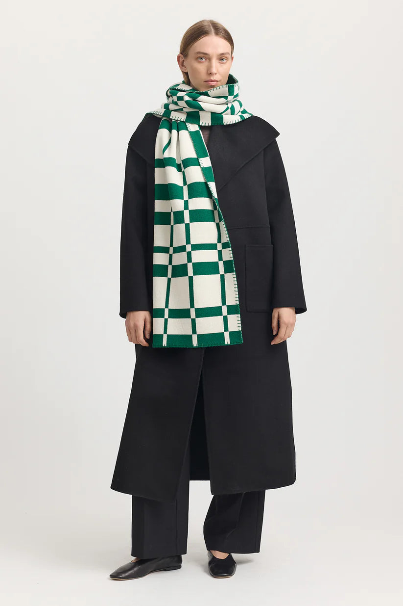 Toorallie | Abstract Check Scarf | Lush Green