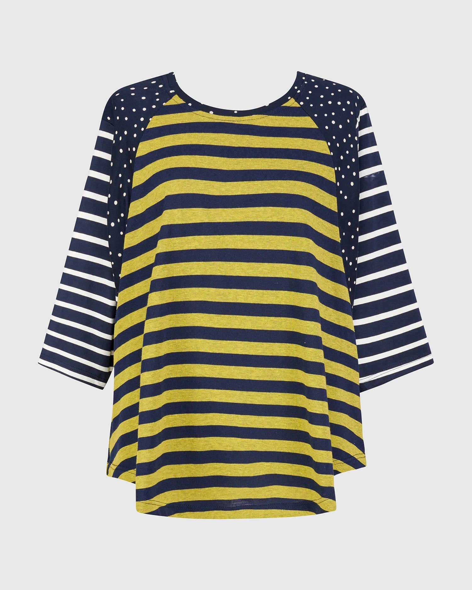 Alembika | Crew Neck Tee | Navy/White/Lime Mix
