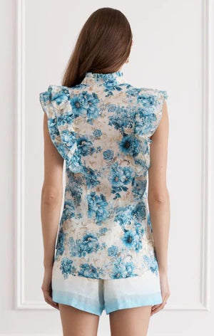 Aqua Blu I Aubrey Top I Blue Floral