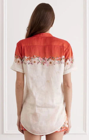 Aqua Blu I Taylor Shirt I Bouquet Red