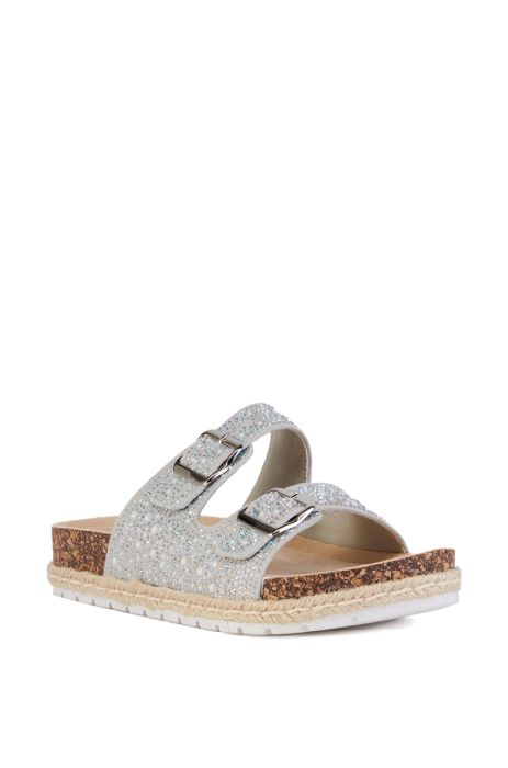 Azalea Wang | Silver Flat Sandal | Aquila