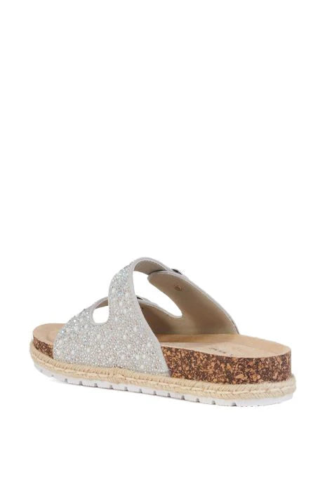 Azalea Wang | Silver Flat Sandal | Aquila