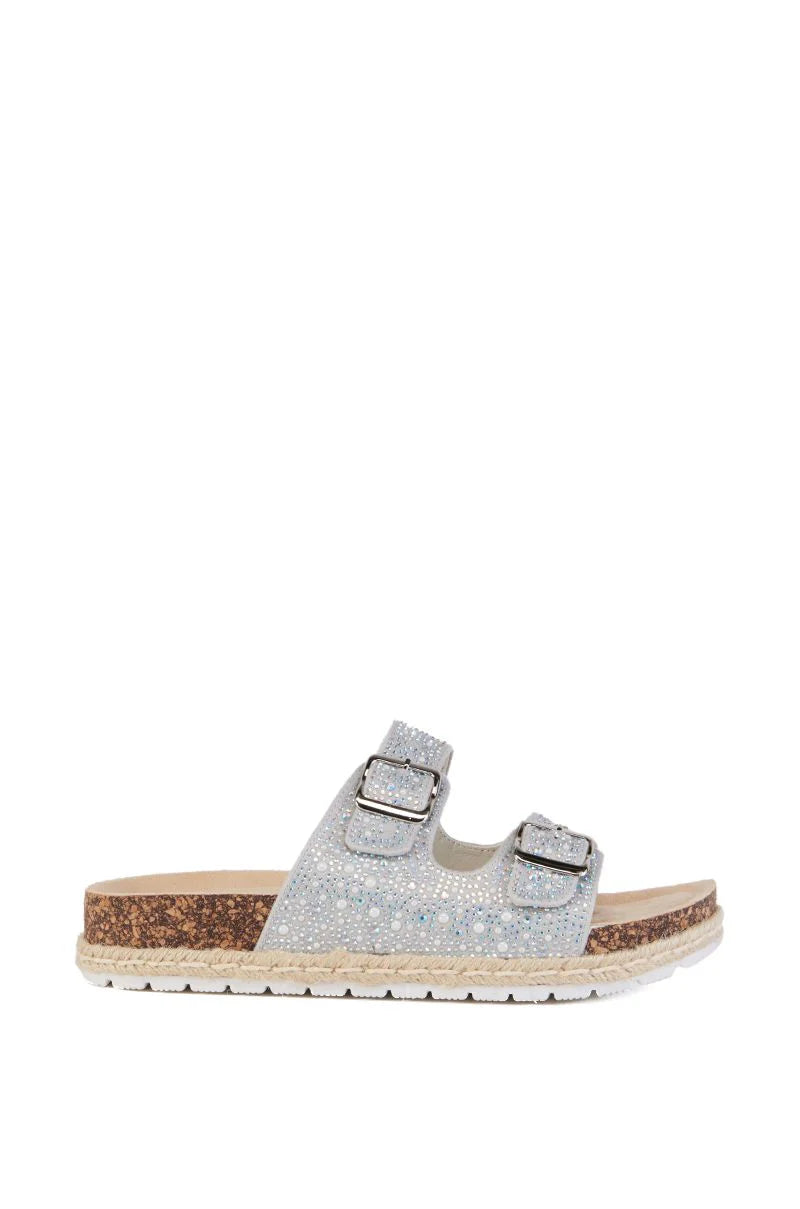 Azalea Wang | Silver Flat Sandal | Aquila