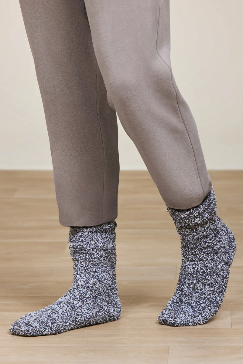 Barefoot Dreams | Heathered Socks | Slate Blue/White