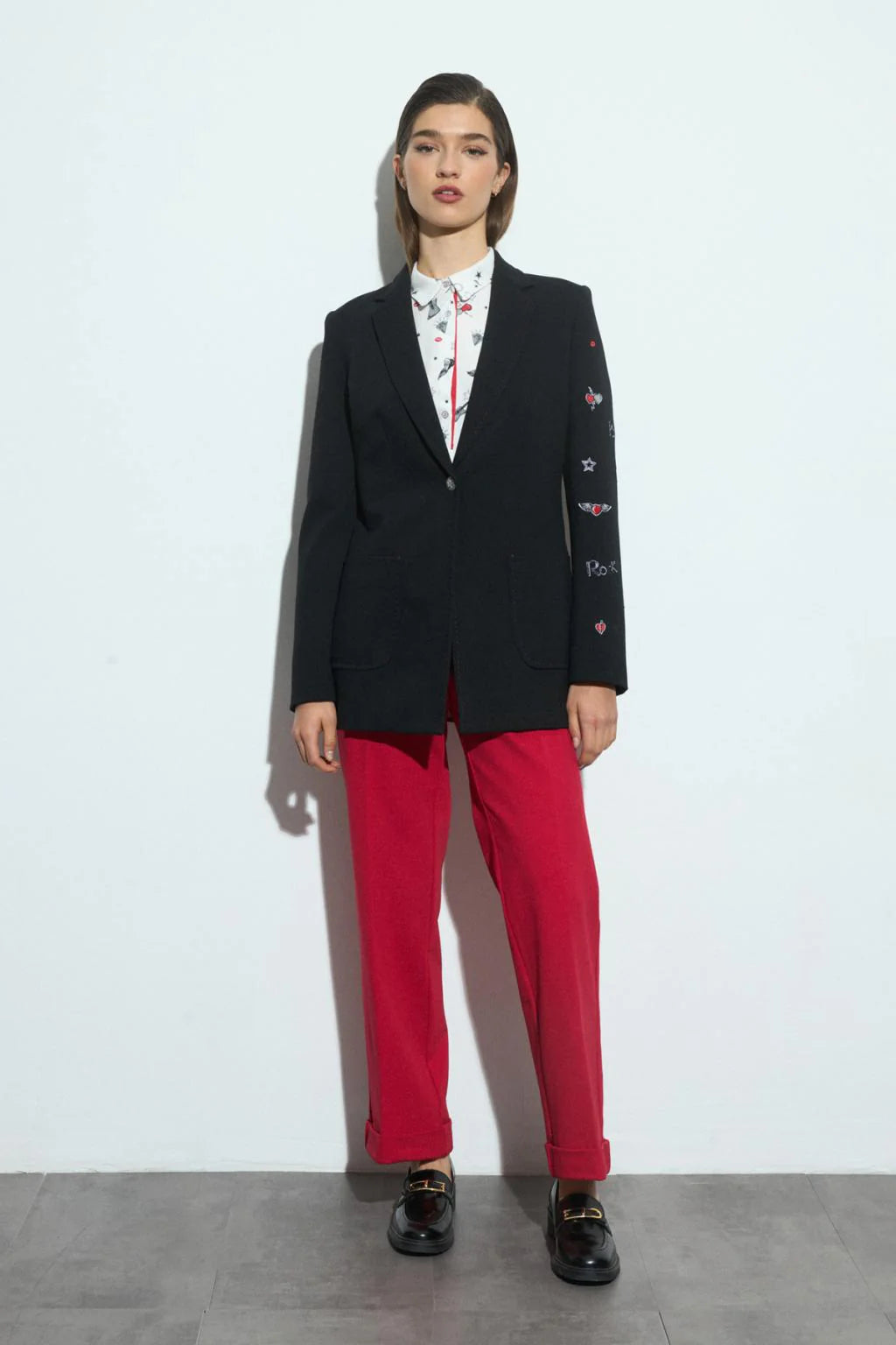 Bariloche | Blazer with Embroidery One Arm | Black